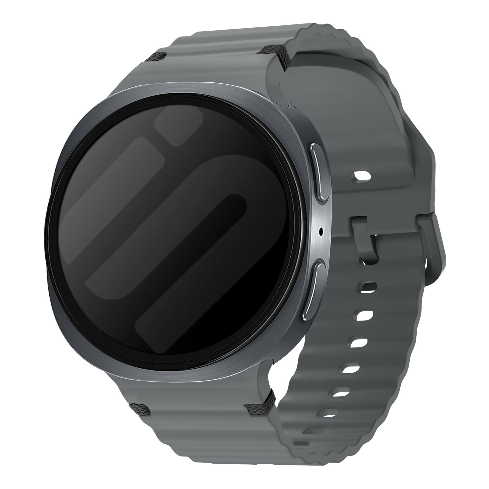 Samsung Galaxy Watch 8 - 44mm Wave Silikonarmband (Dunkel Grau)