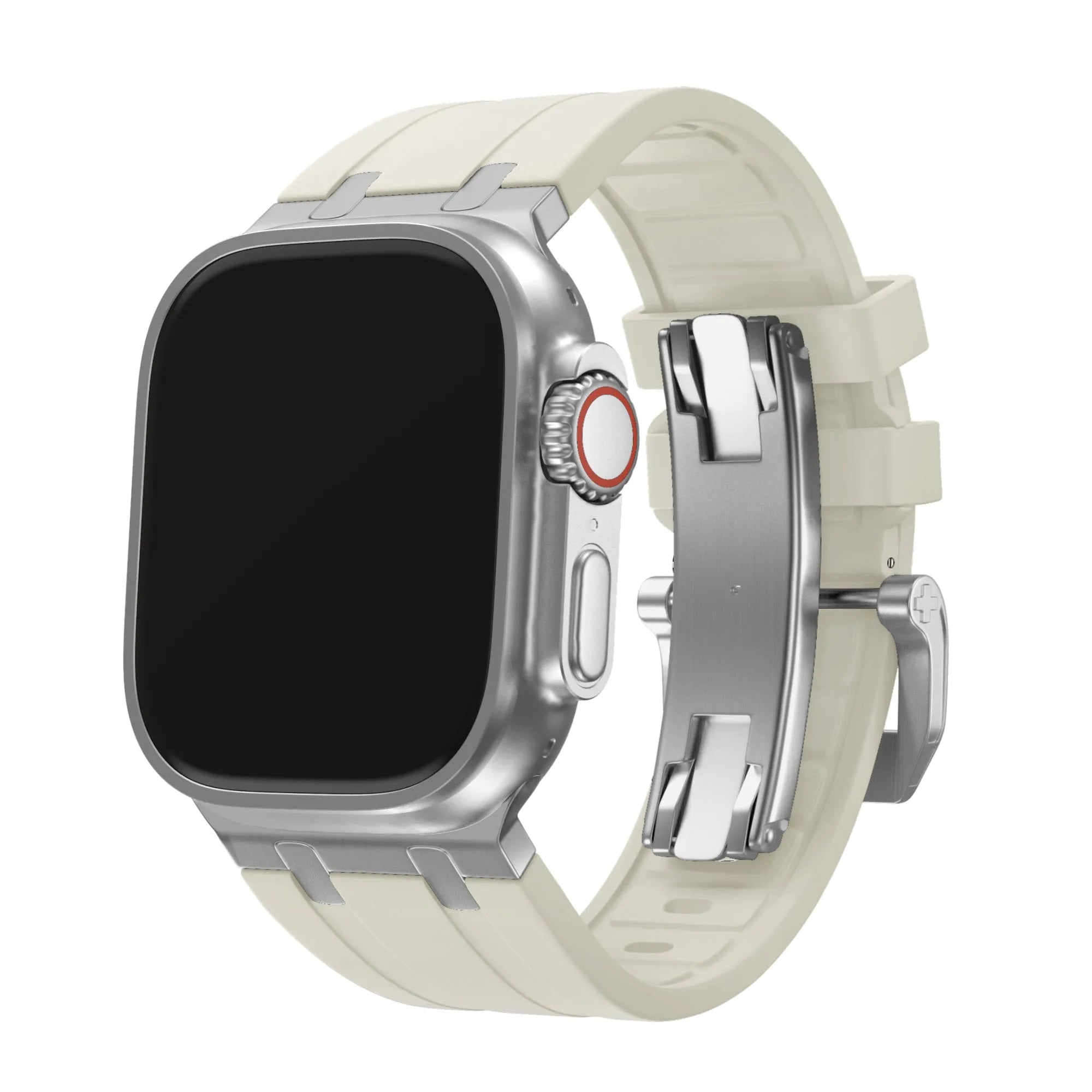 Balr. Apple Watch Ultra flüssiges Silikonarmband (Beige/Silber)