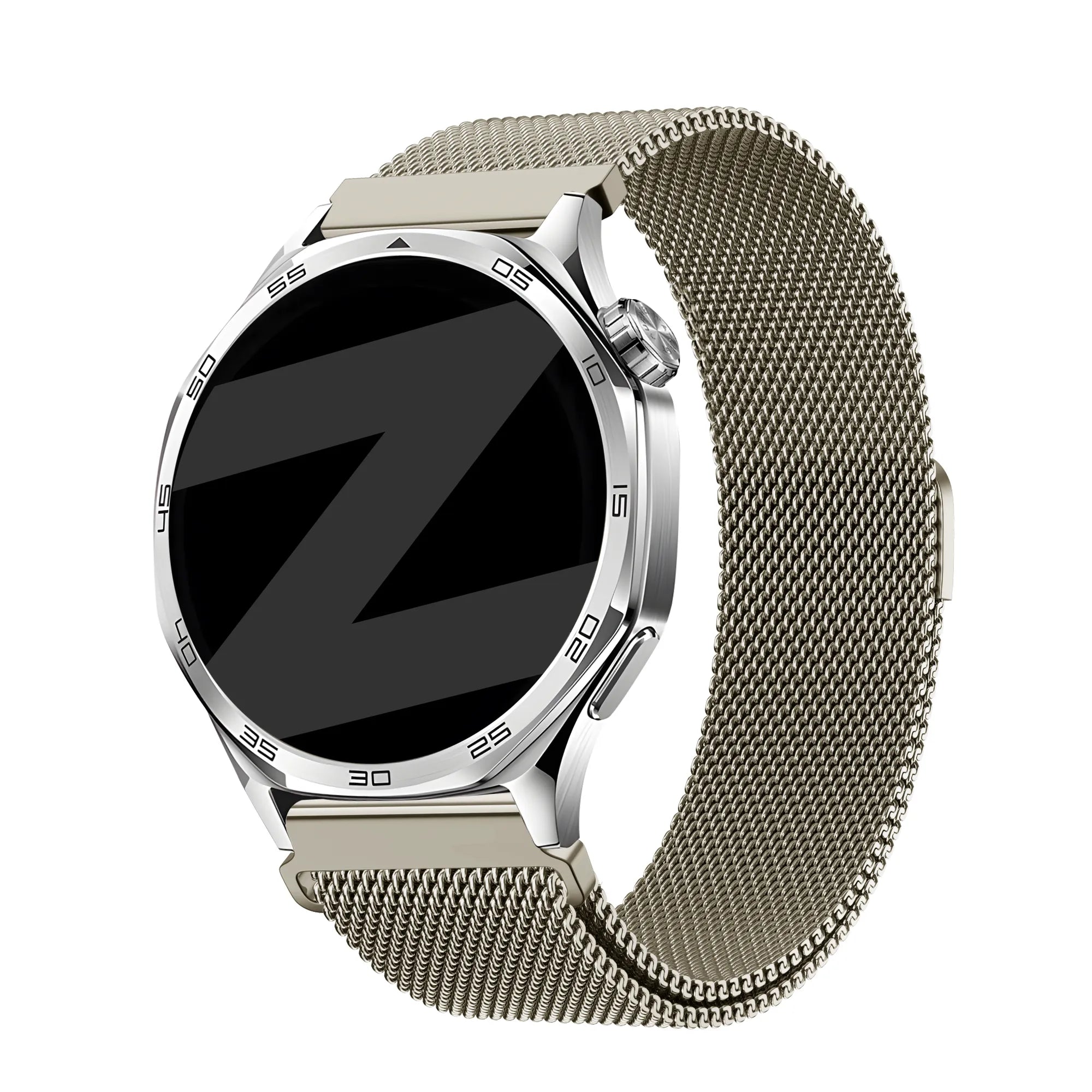 Bandz Huawei Watch GT 5 Pro - 46mm 'One Push' Milanese Strap (Titanium)