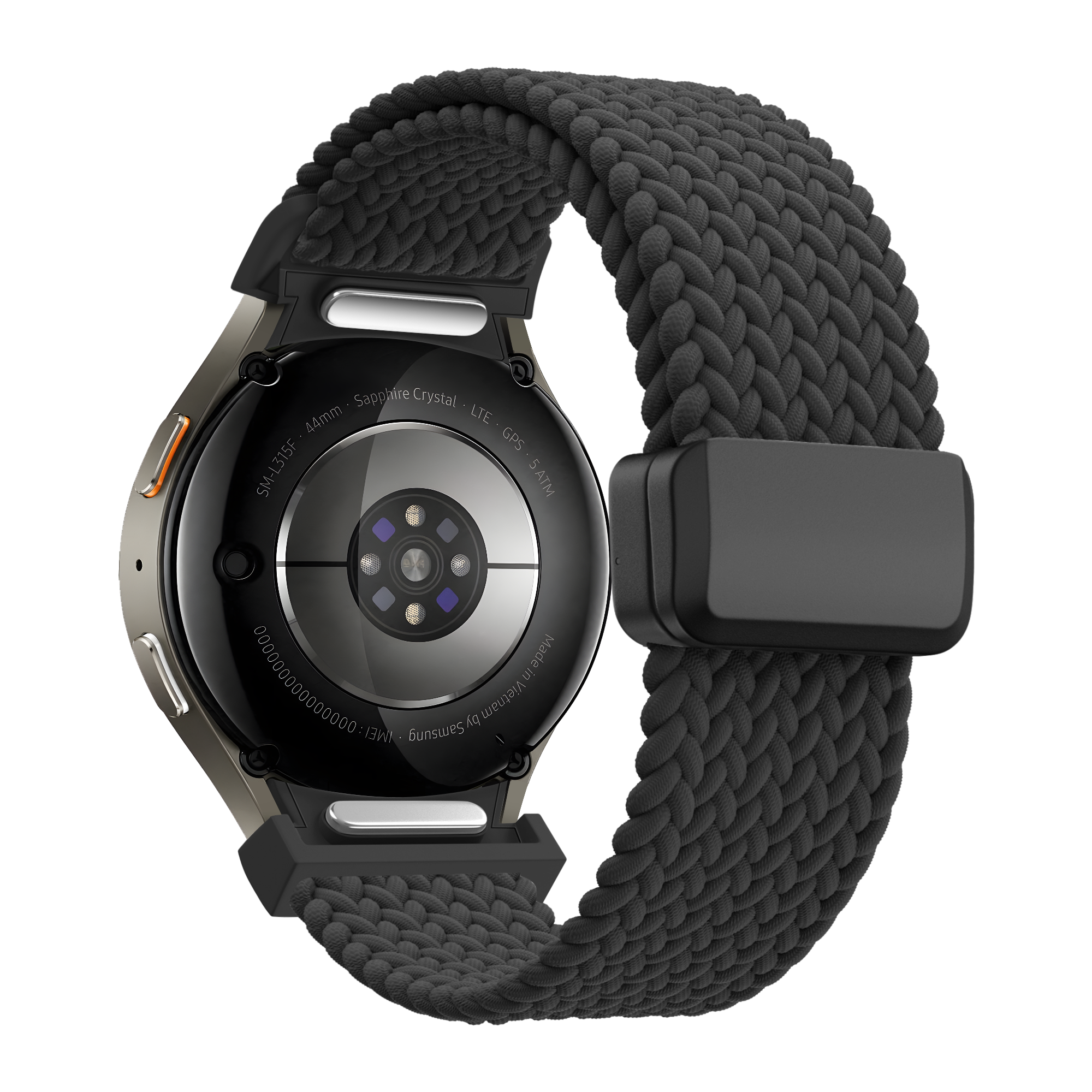 Bandz Samsung Galaxy Watch 6 - 44mm Geflochtenes Armband 'Easy Fit' (Schwarz)