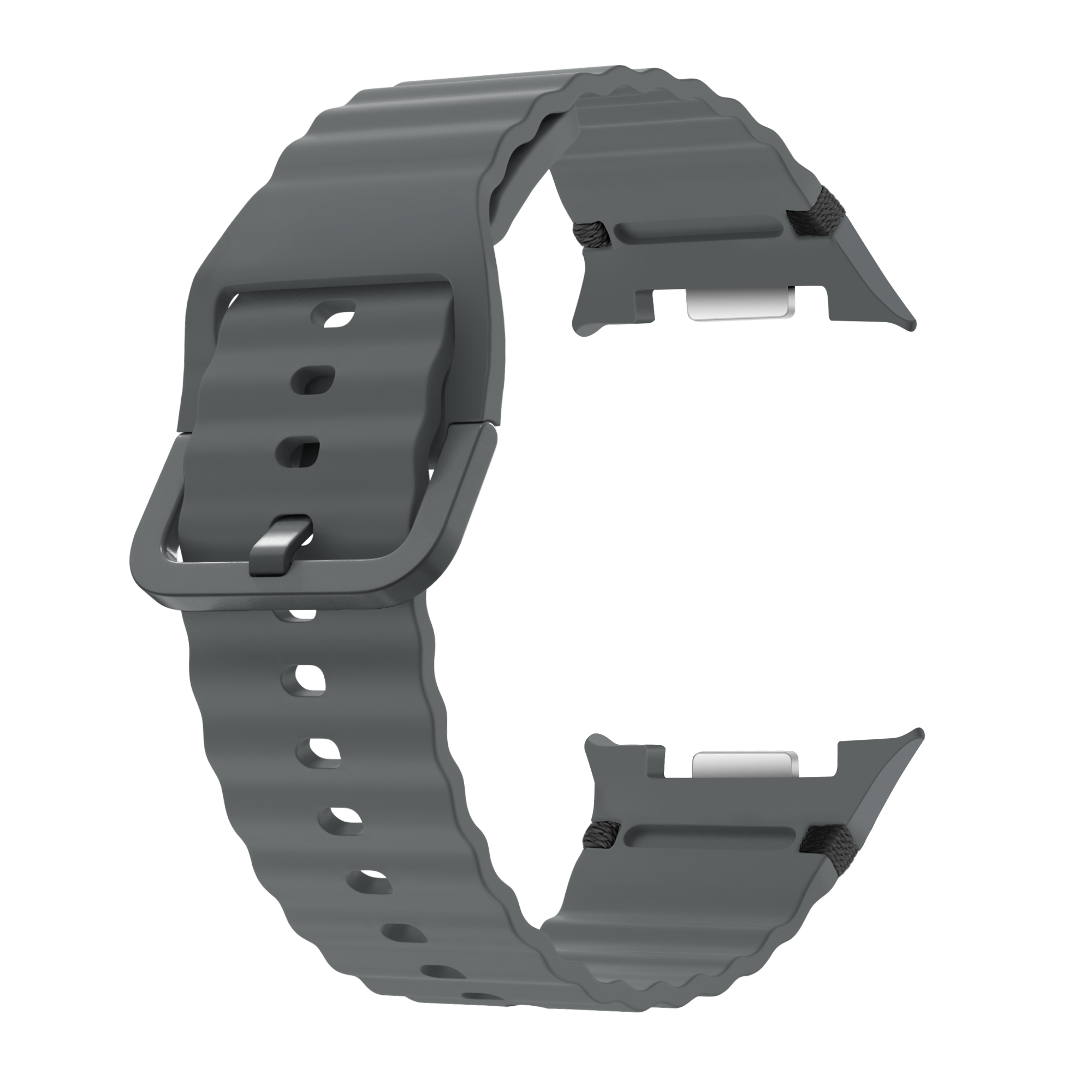 Samsung Galaxy Watch 8 - 44mm Wave Silikonarmband (Dunkel Grau)