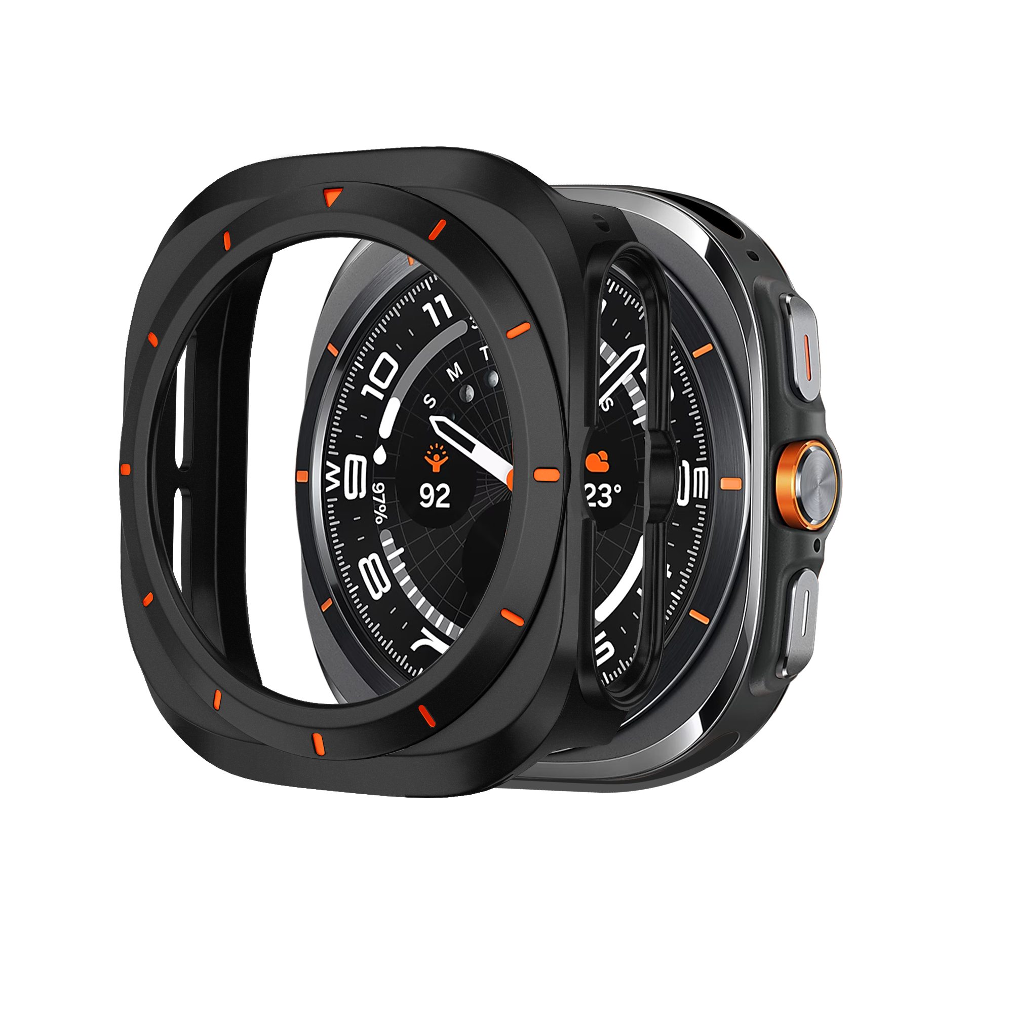 Bandz Samsung Galaxy Watch Ultra Bezel PC Case (Black with Orange)