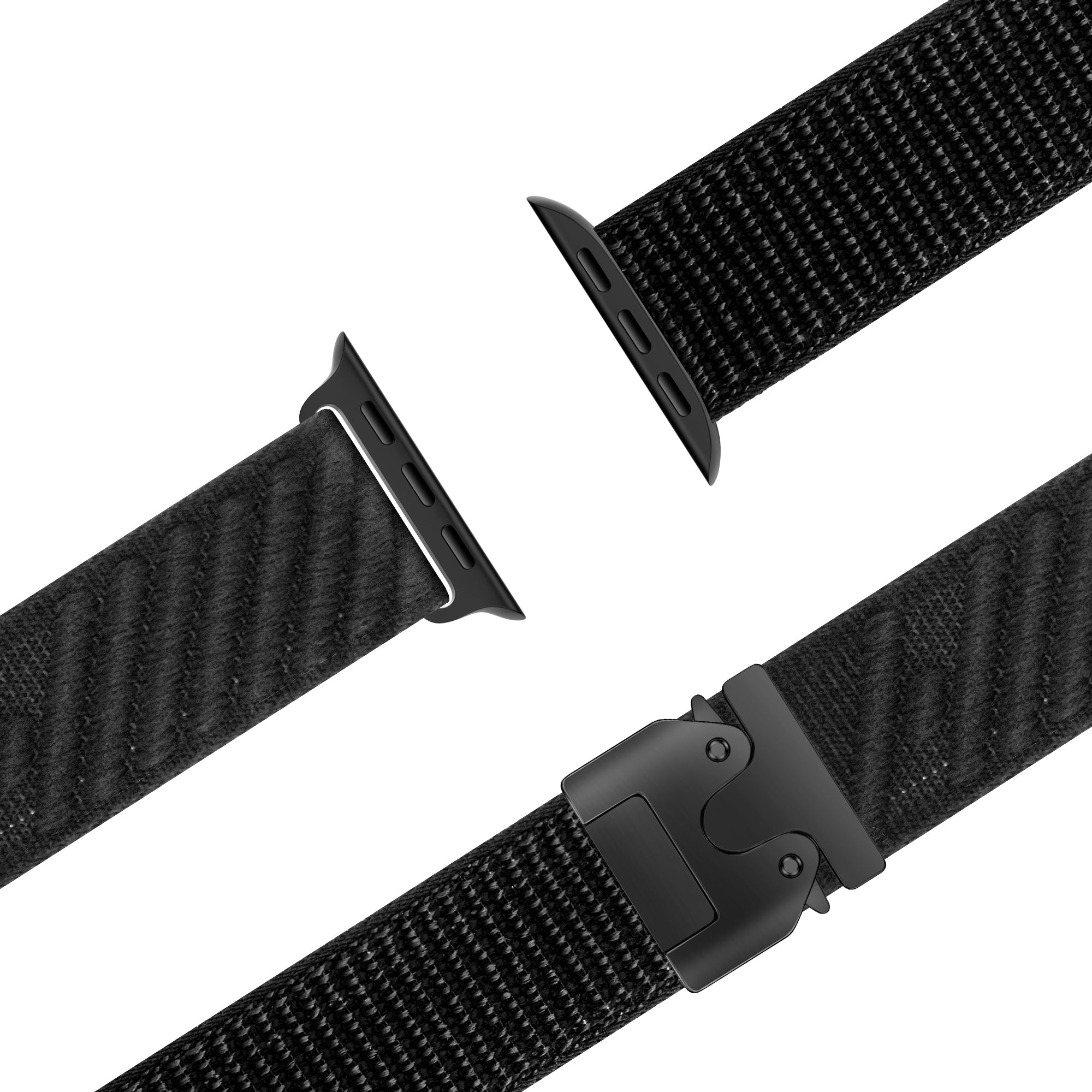 Bandz Apple Watch Nylon Band 'Wave' mit P-Schnalle (Schwarz)