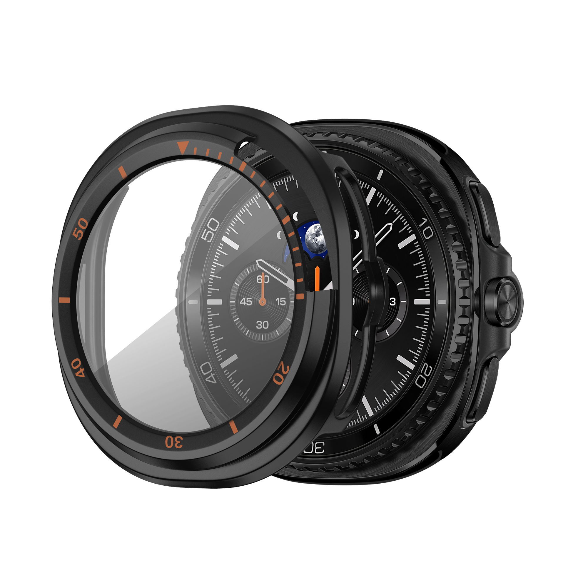 Bandz Samsung Galaxy Watch 8 Classic Bezel Cover with Glass (Black/Orange)