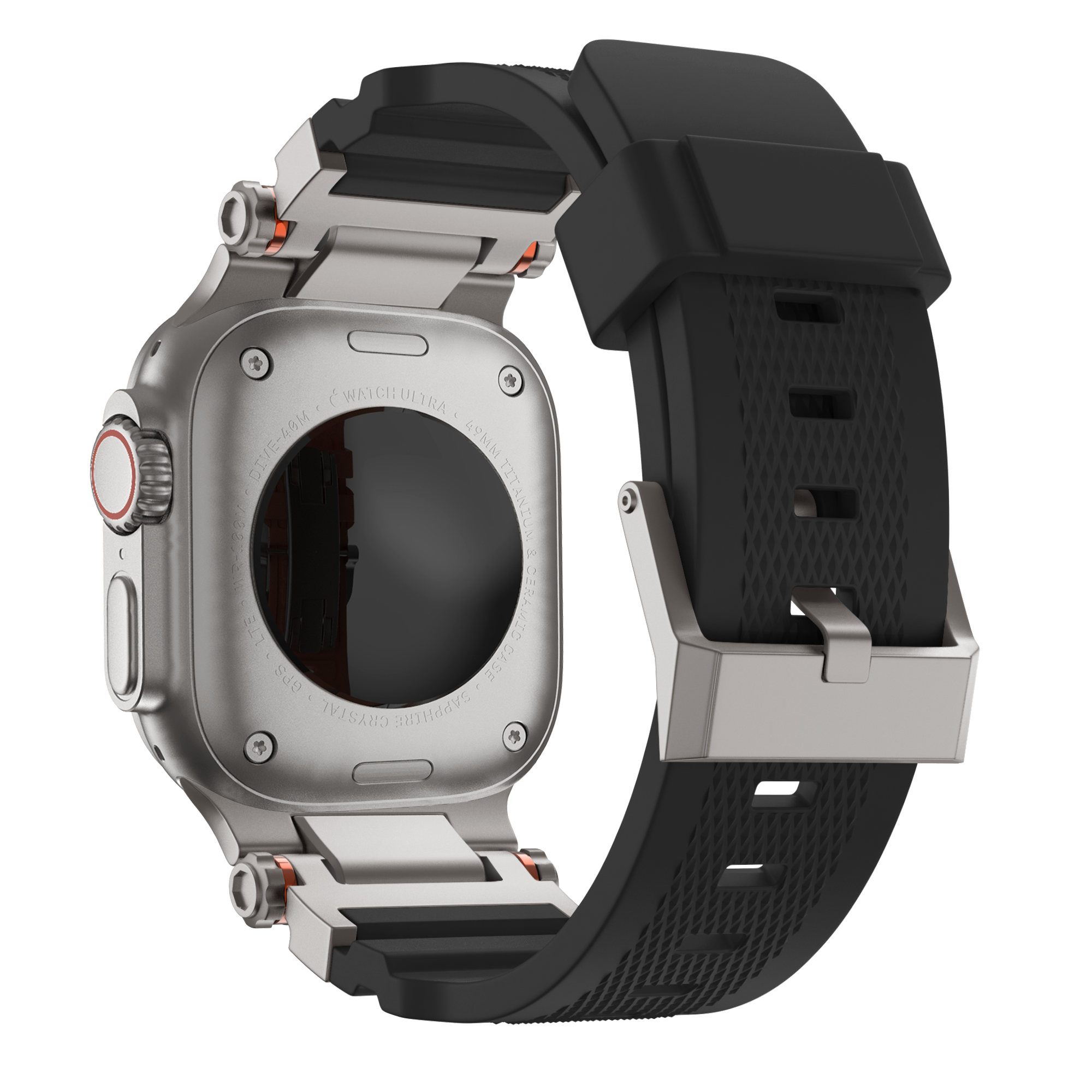 Bandz Apple Watch Silicone Strap 'Explorer' (Black with Titanium)