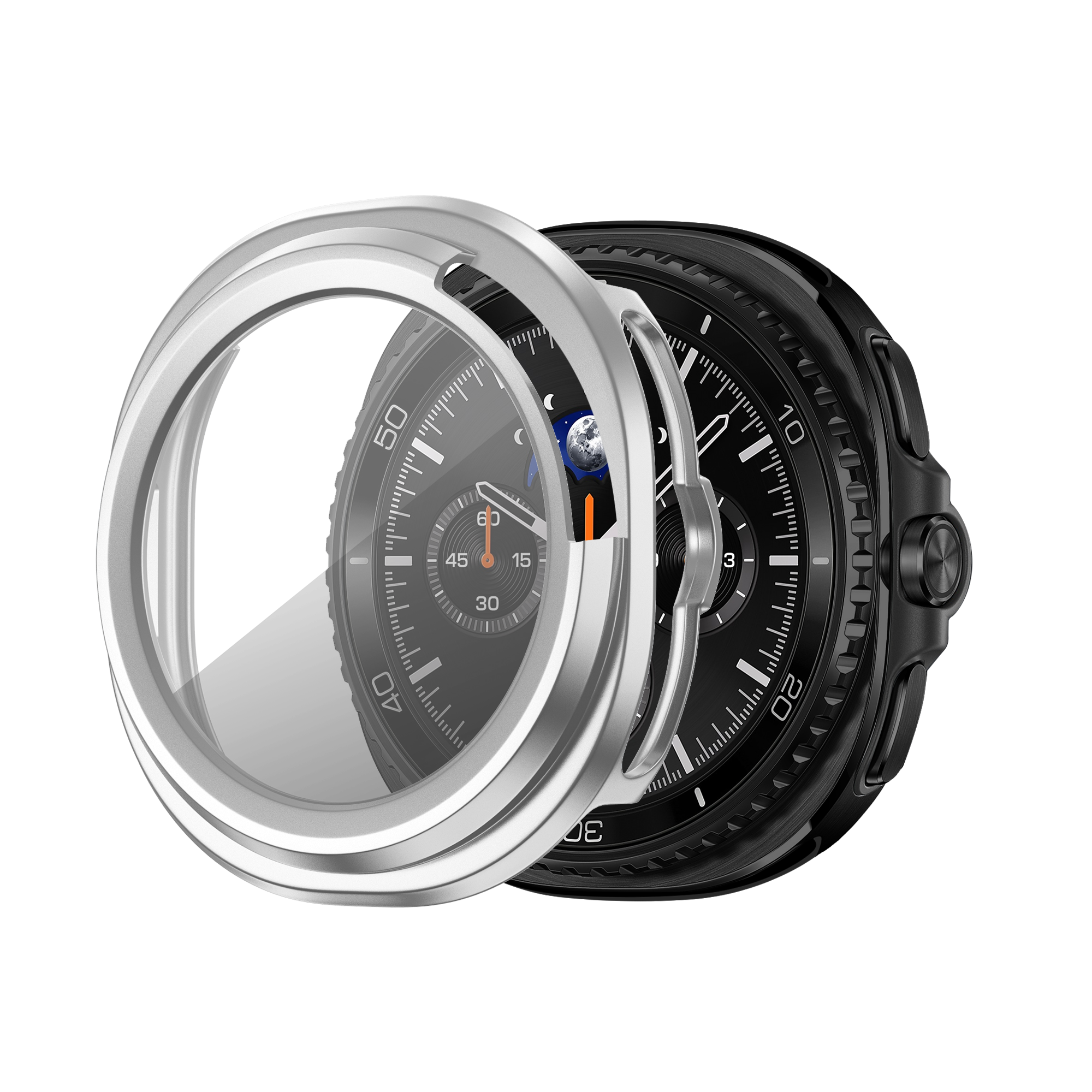 Bandz Samsung Galaxy Watch 8 Classic PC Hülle mit Glas (Silber)