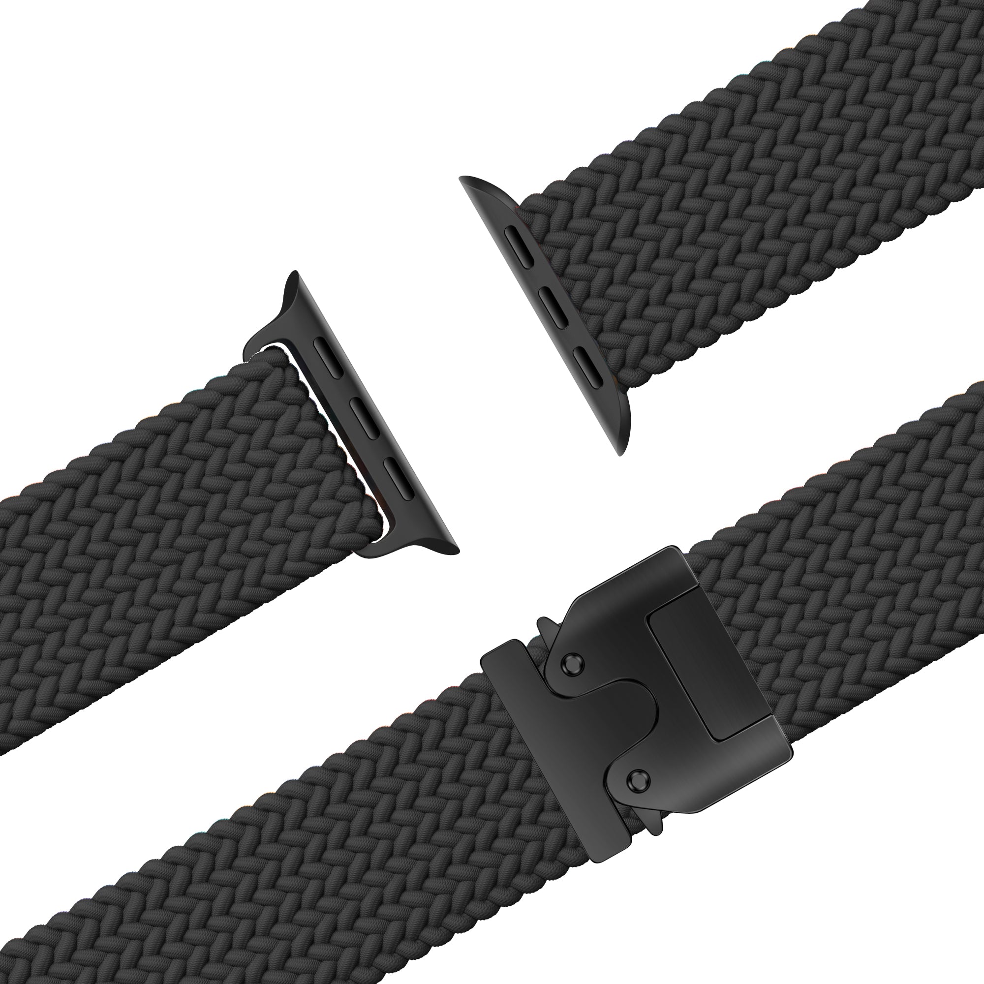Bandz Apple Watch geflochtenes Nylon Band mit P-Schnalle (Schwarz)