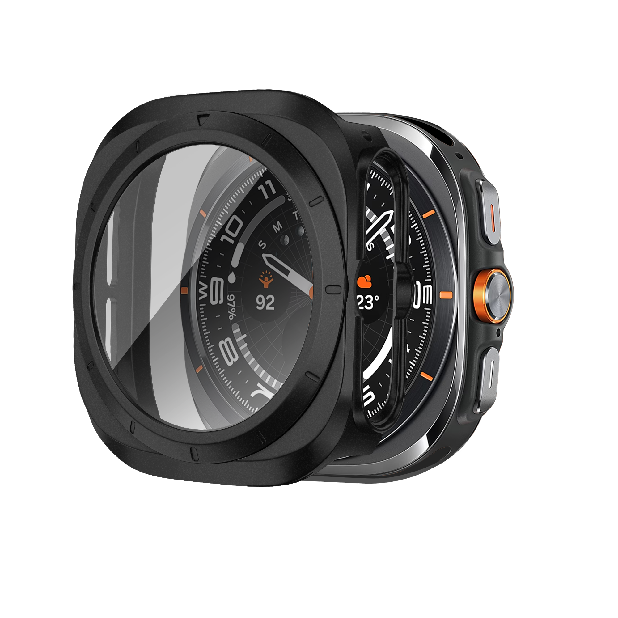 Bandz Samsung Galaxy Watch Ultra PC Case with Glass (Black)