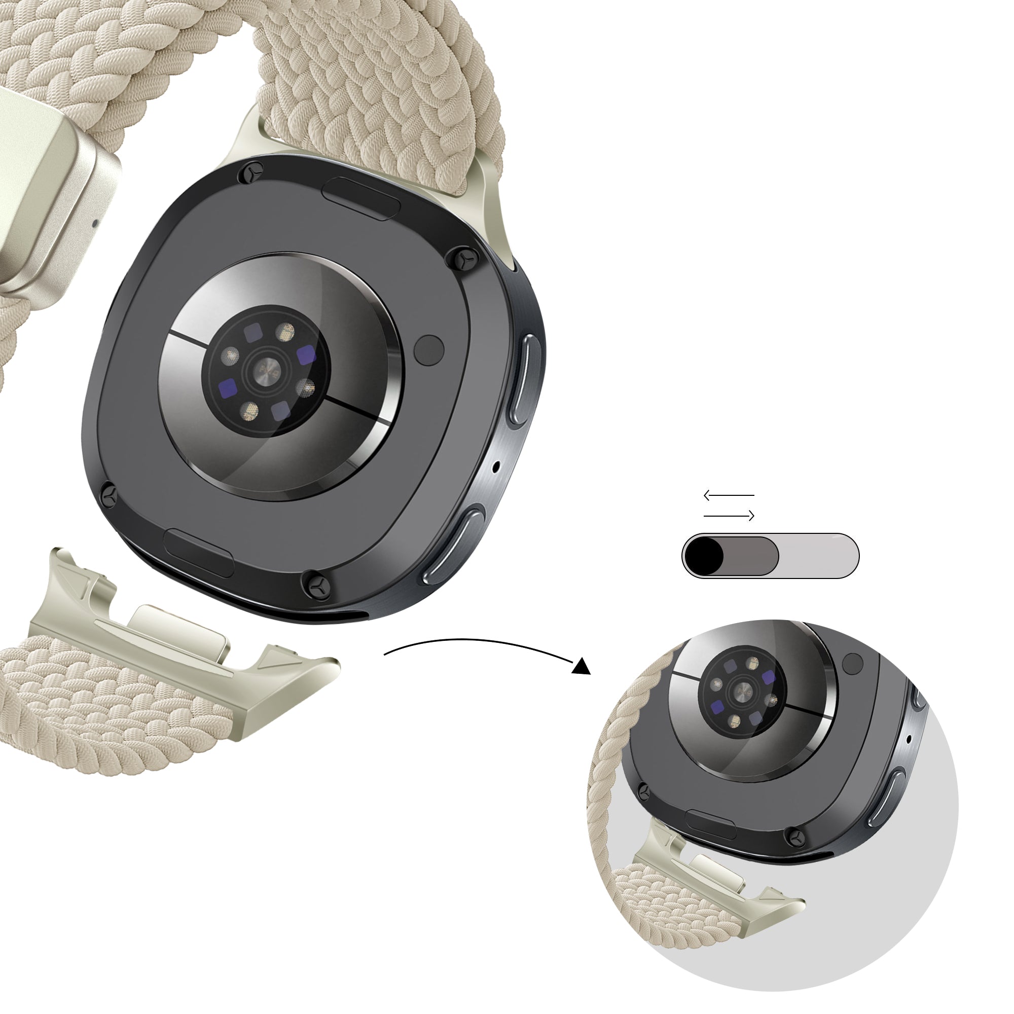 Bandz Samsung Galaxy Watch 8 - 40mm Magnetisches Geflochtenes Armband (Polarstern)