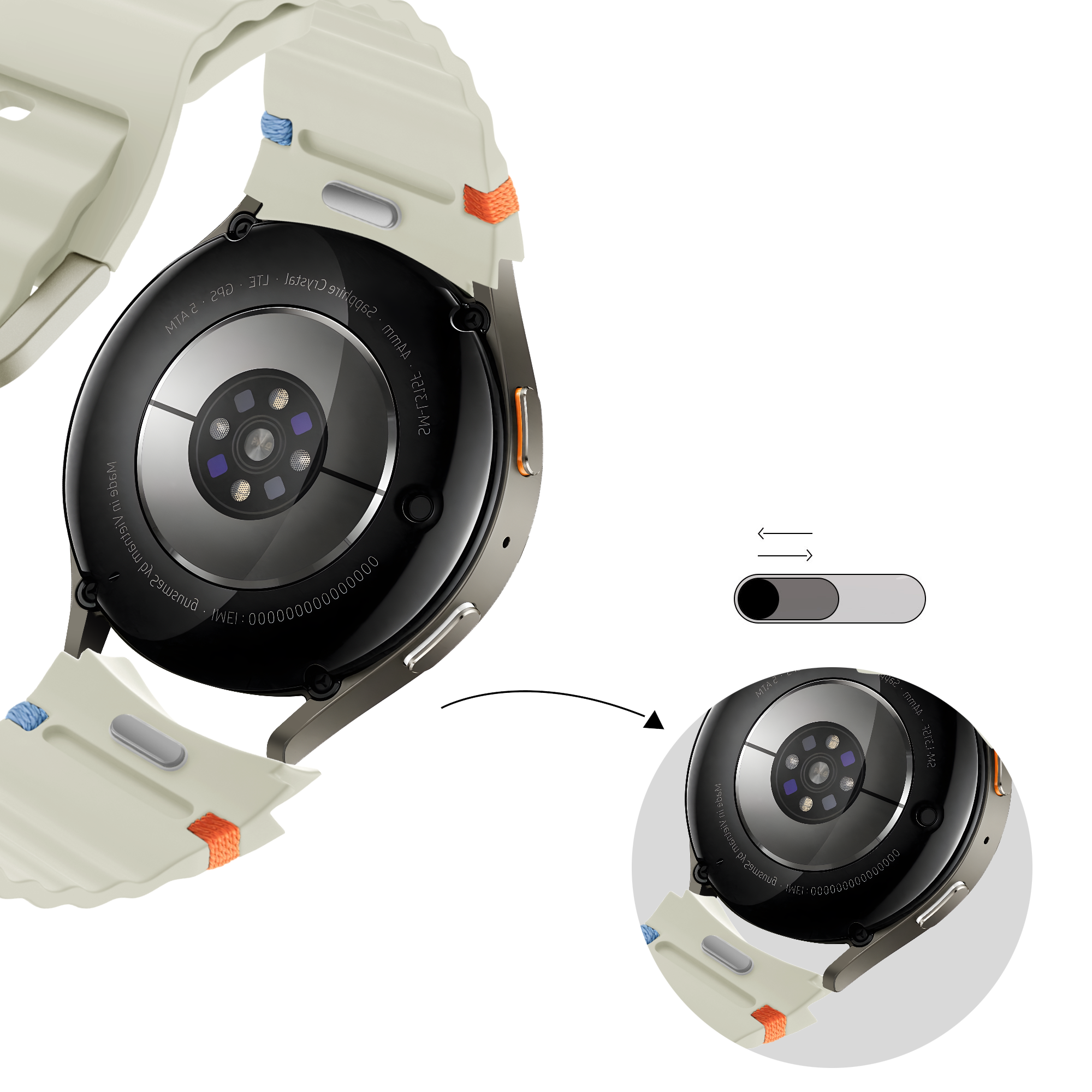 Bandz Samsung Galaxy Watch 7 - 44mm Wave Strap 'Easy Fit' (Starlight)