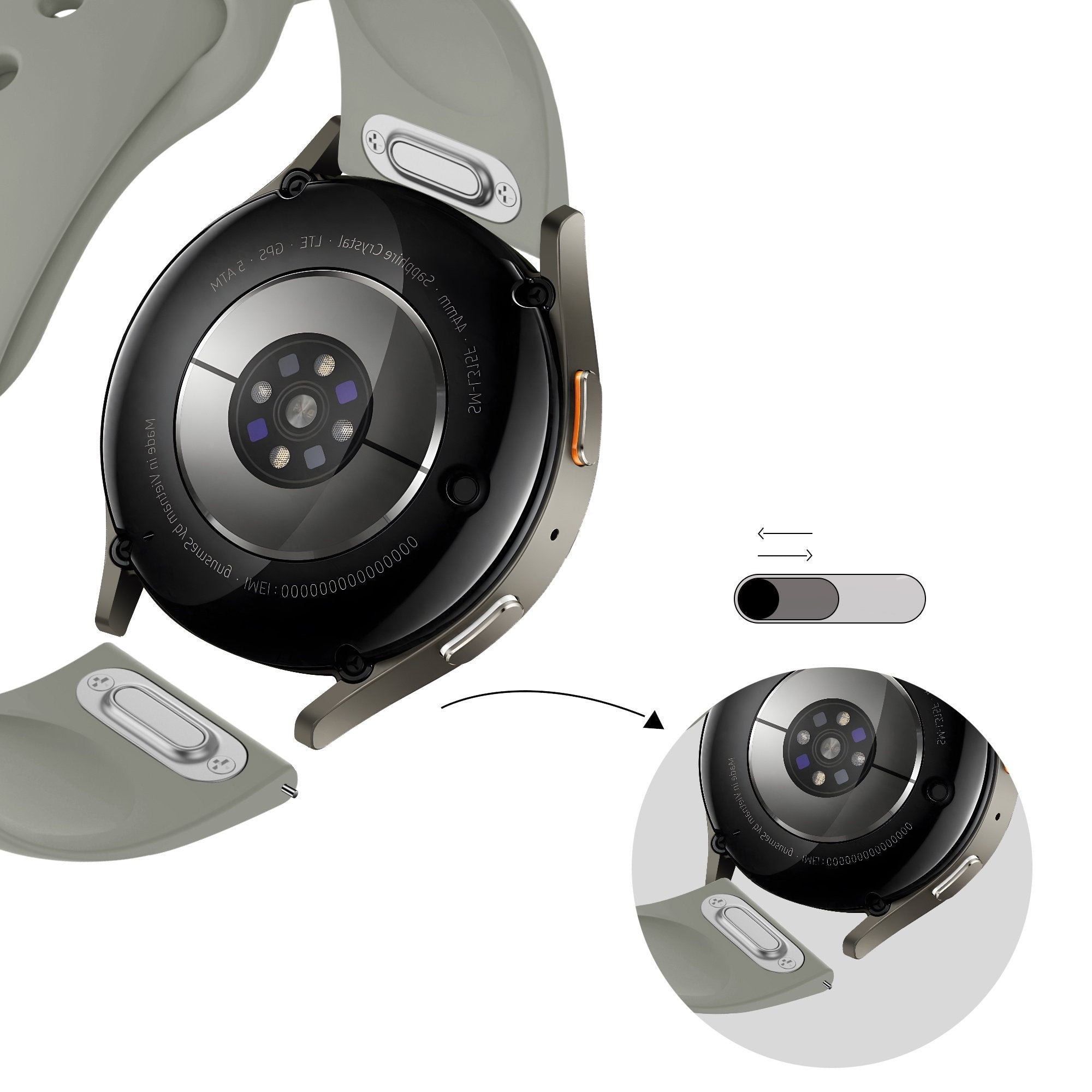 Bandz Suunto Race (S) Sport Strap 'Easy Fit' (Light Grey)