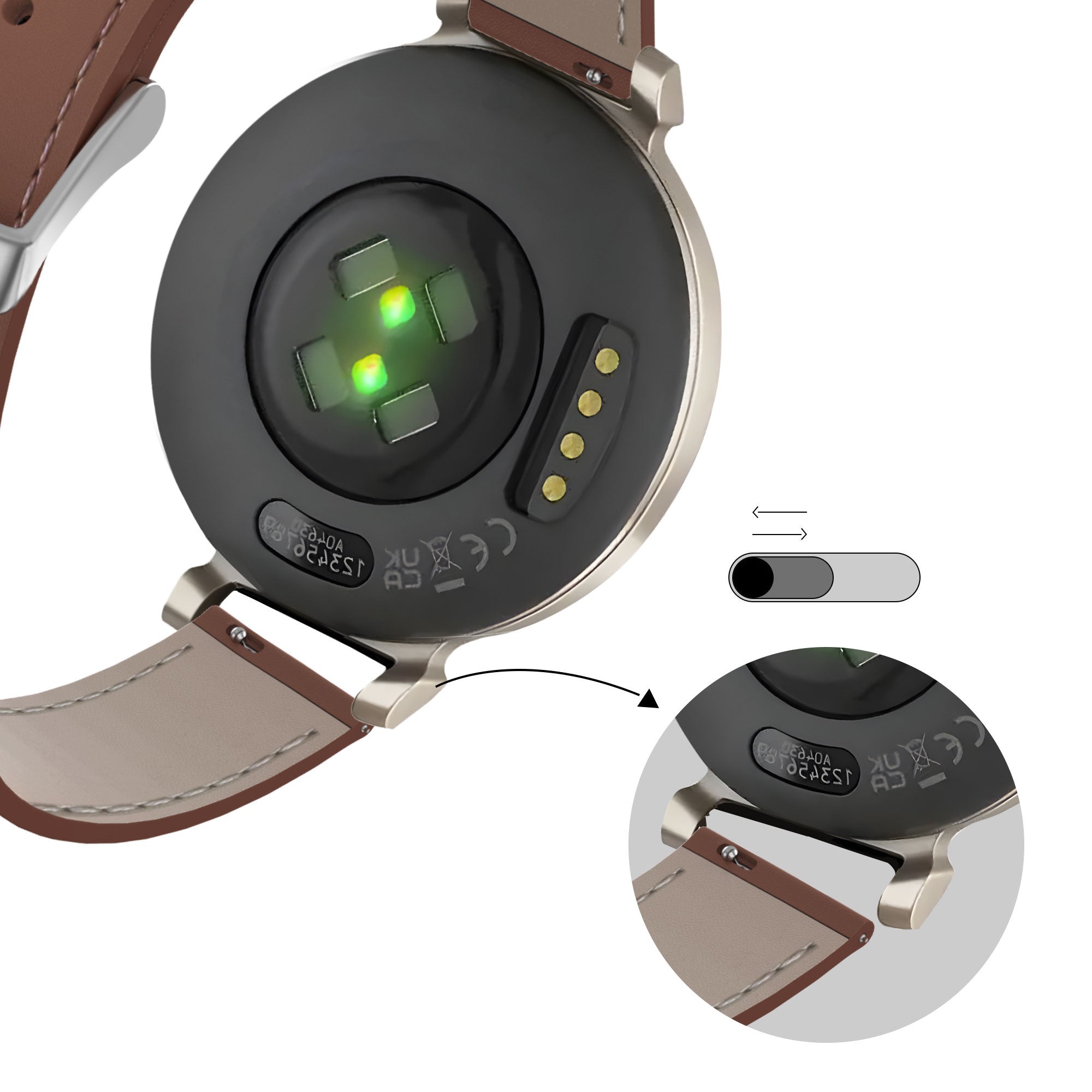 Uhrenarmband Leder 14mm - Schnellverschluss (Braun)