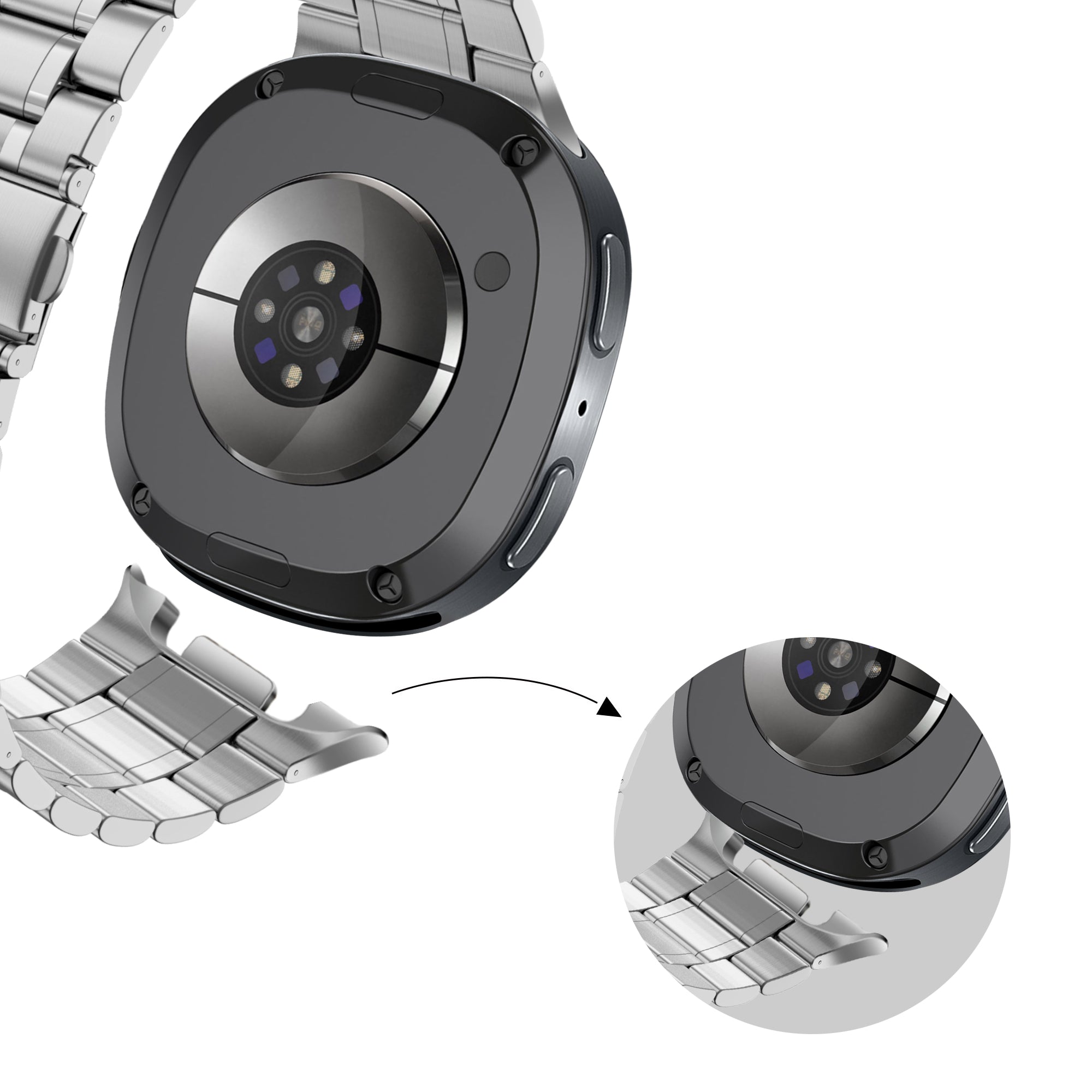 Bandz Samsung Galaxy Watch 8 - 44mm Stahlarmband 'Deluxe' (Silber)