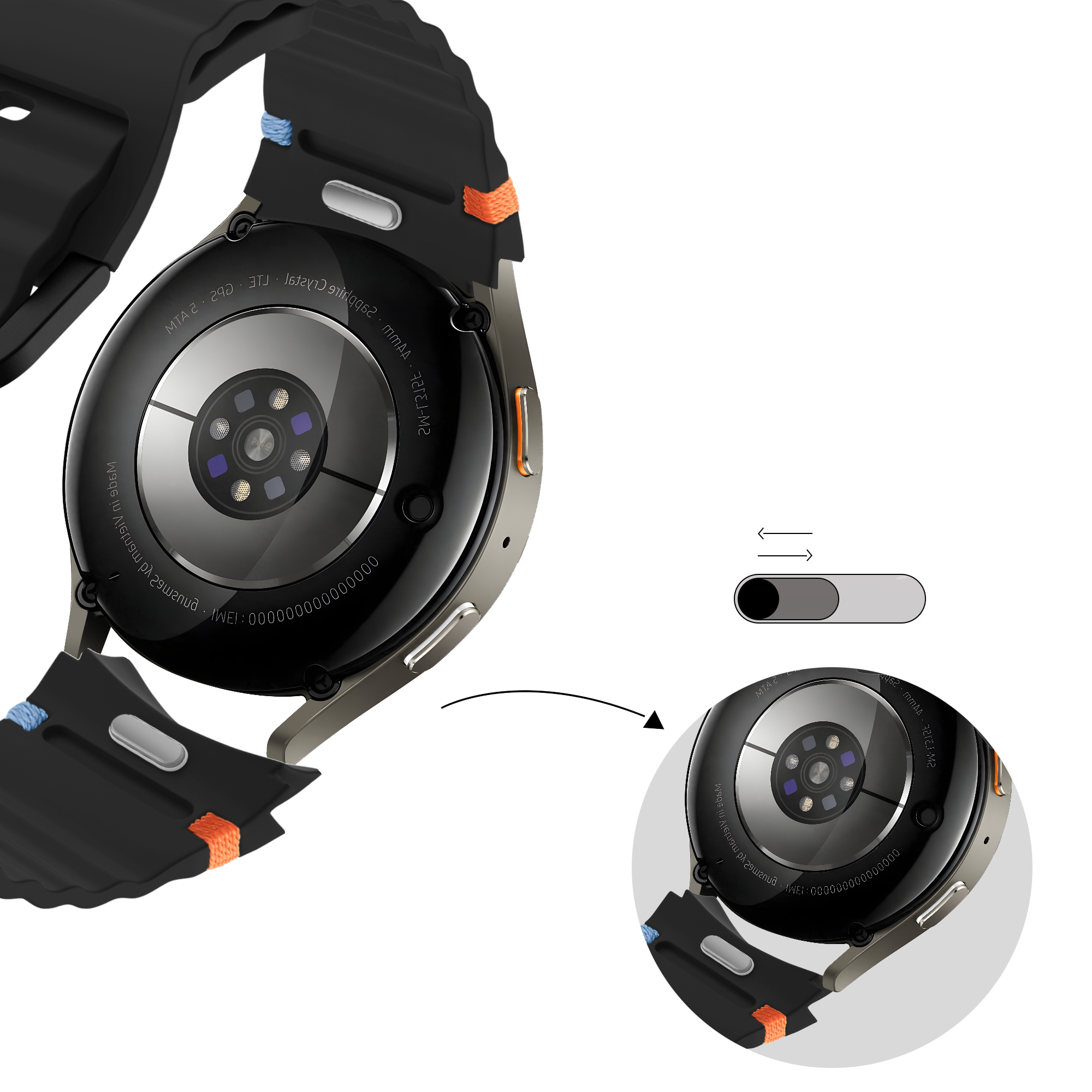 Bandz Samsung Galaxy Watch 6 Classic - 47mm Wave-Armband 'Easy Fit' (Schwarz)