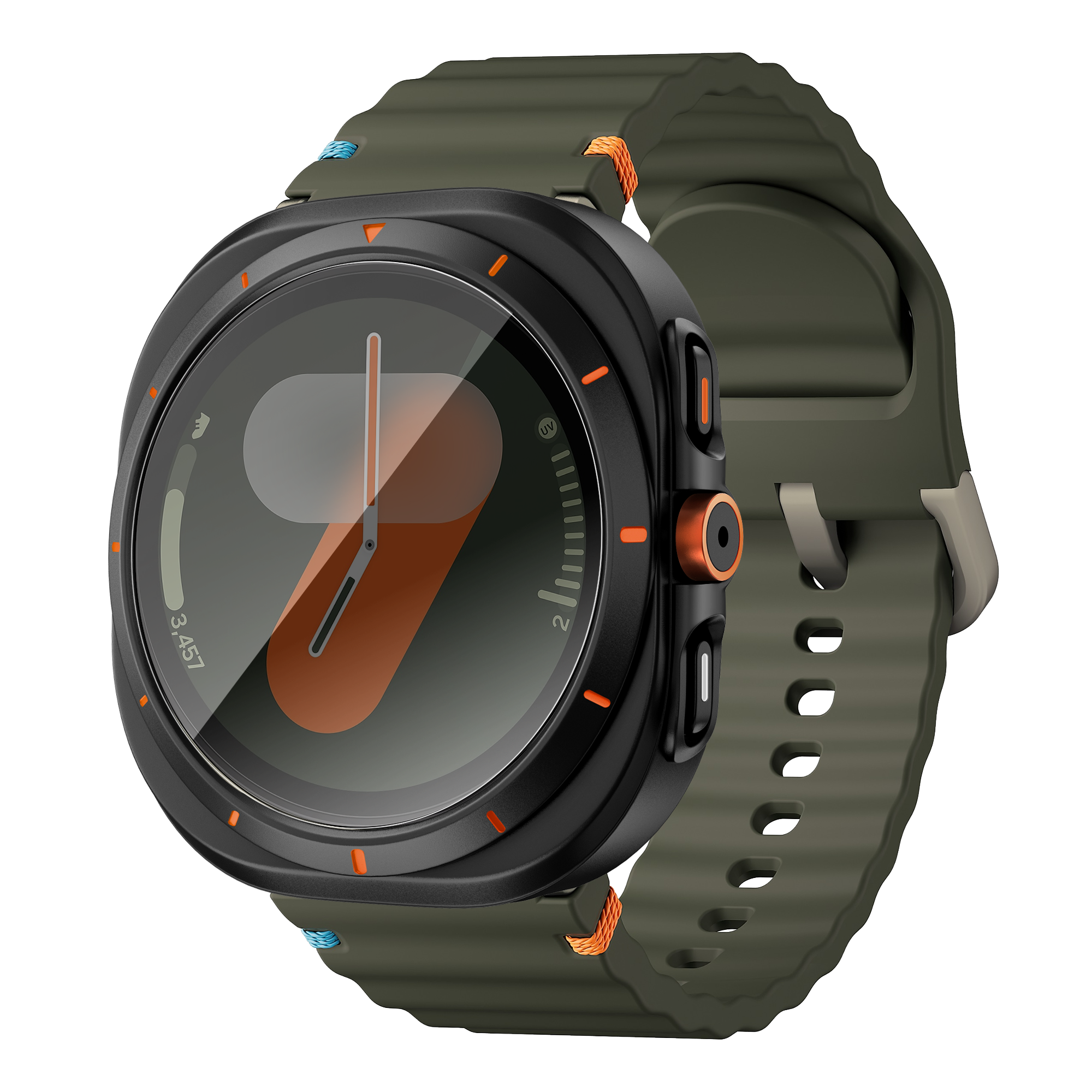 Bandz Samsung Galaxy Watch 7 - 44mm Square PC Case with Glass (Black)