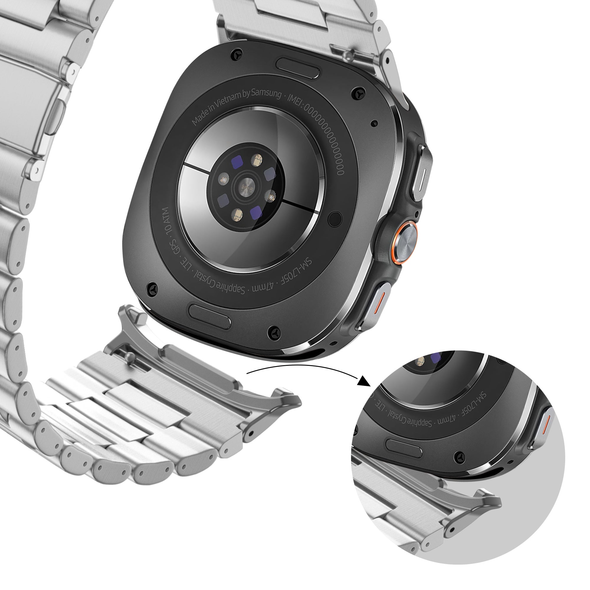 Bandz Samsung Galaxy Watch Ultra Stahlgliederband 'Deluxe' (Silber)