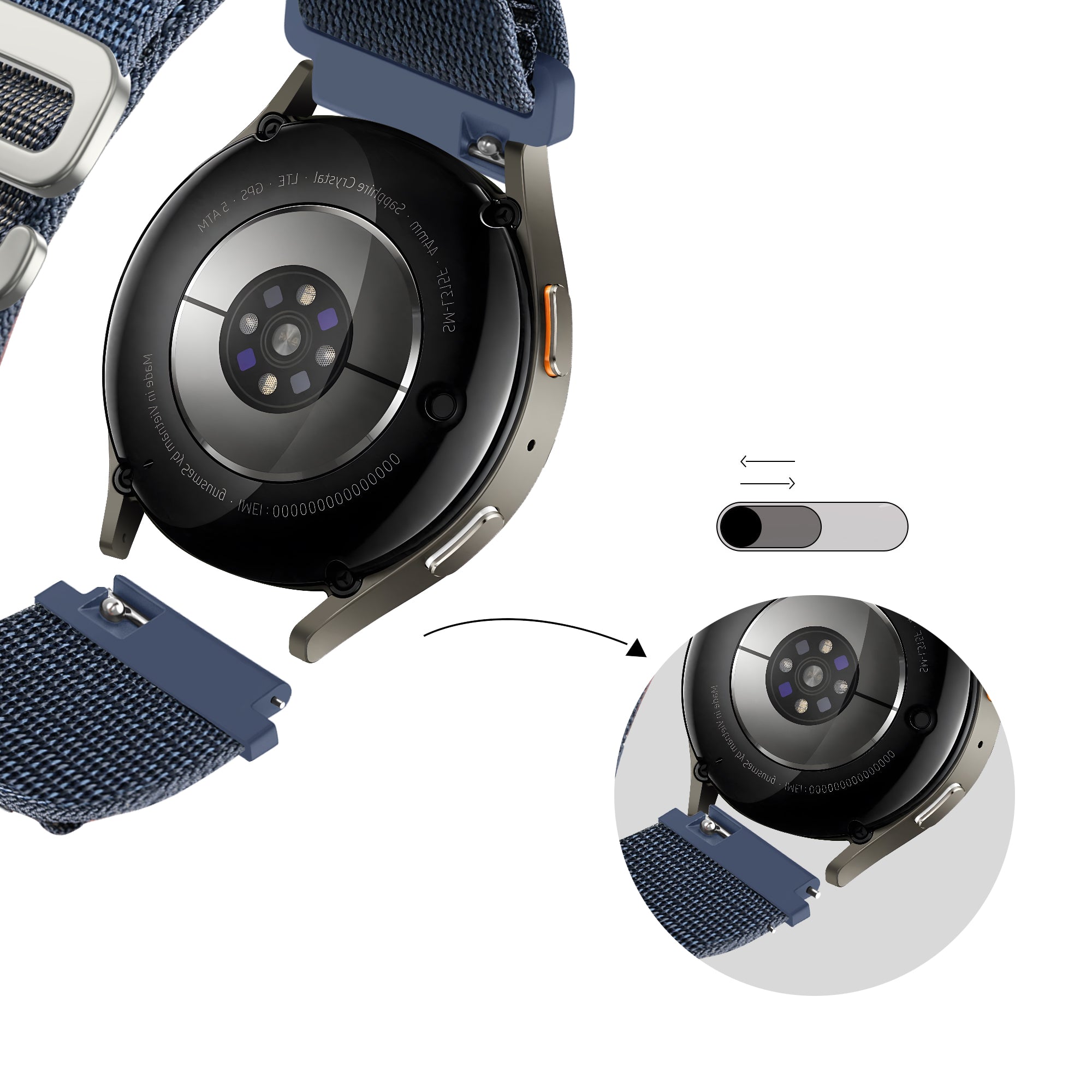 Bandz Amazfit Active 2 Alpine Nylonarmband (Grau-Blau)