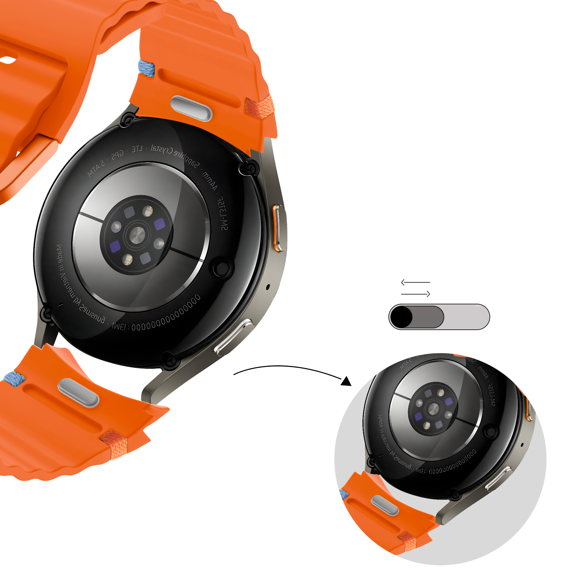 Bandz Samsung Galaxy Watch 6 - 44mm Wave Strap 'Easy Fit' (Orange)