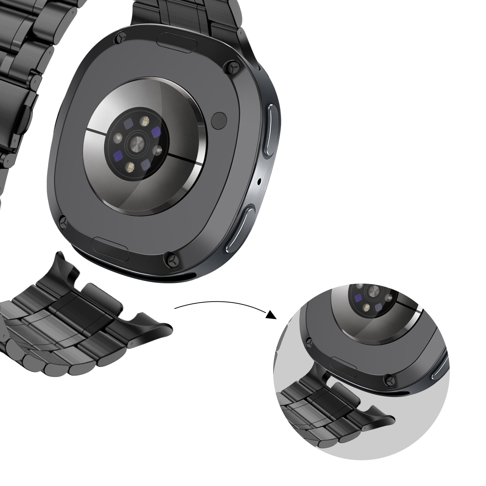 Bandz Samsung Galaxy Watch 8 - 44mm Steel Strap 'Deluxe' (Black)