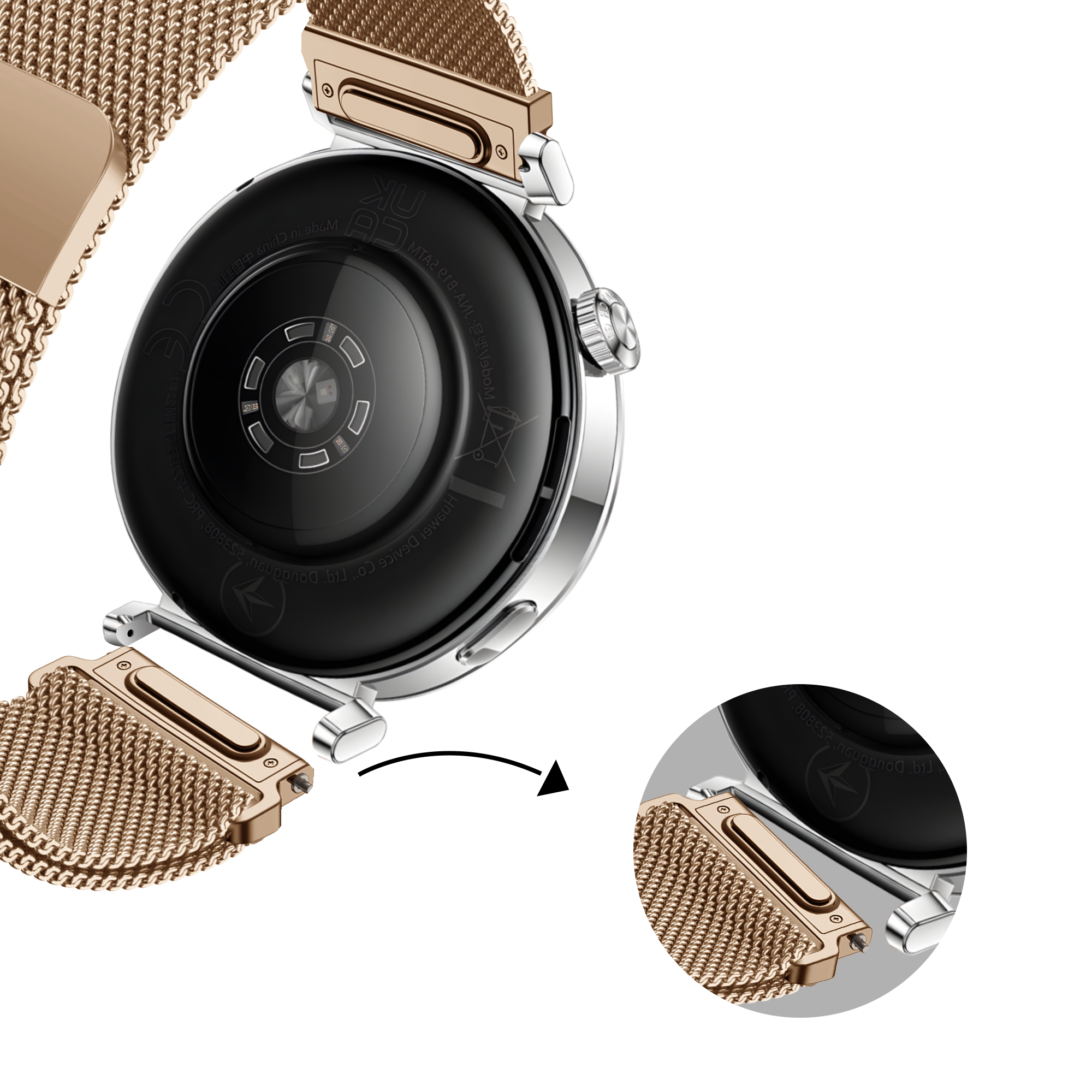 Bandz Huawei Watch GT 5 Pro - 42mm Milanese Armband 'Easy fit' (Roségold)