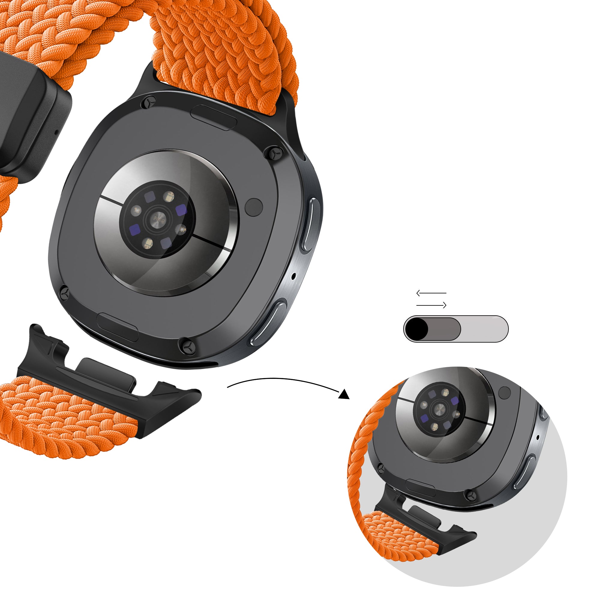 Bandz Samsung Galaxy Watch 8 - 44mm Magnetisches Geflochtenes Armband (Orange)