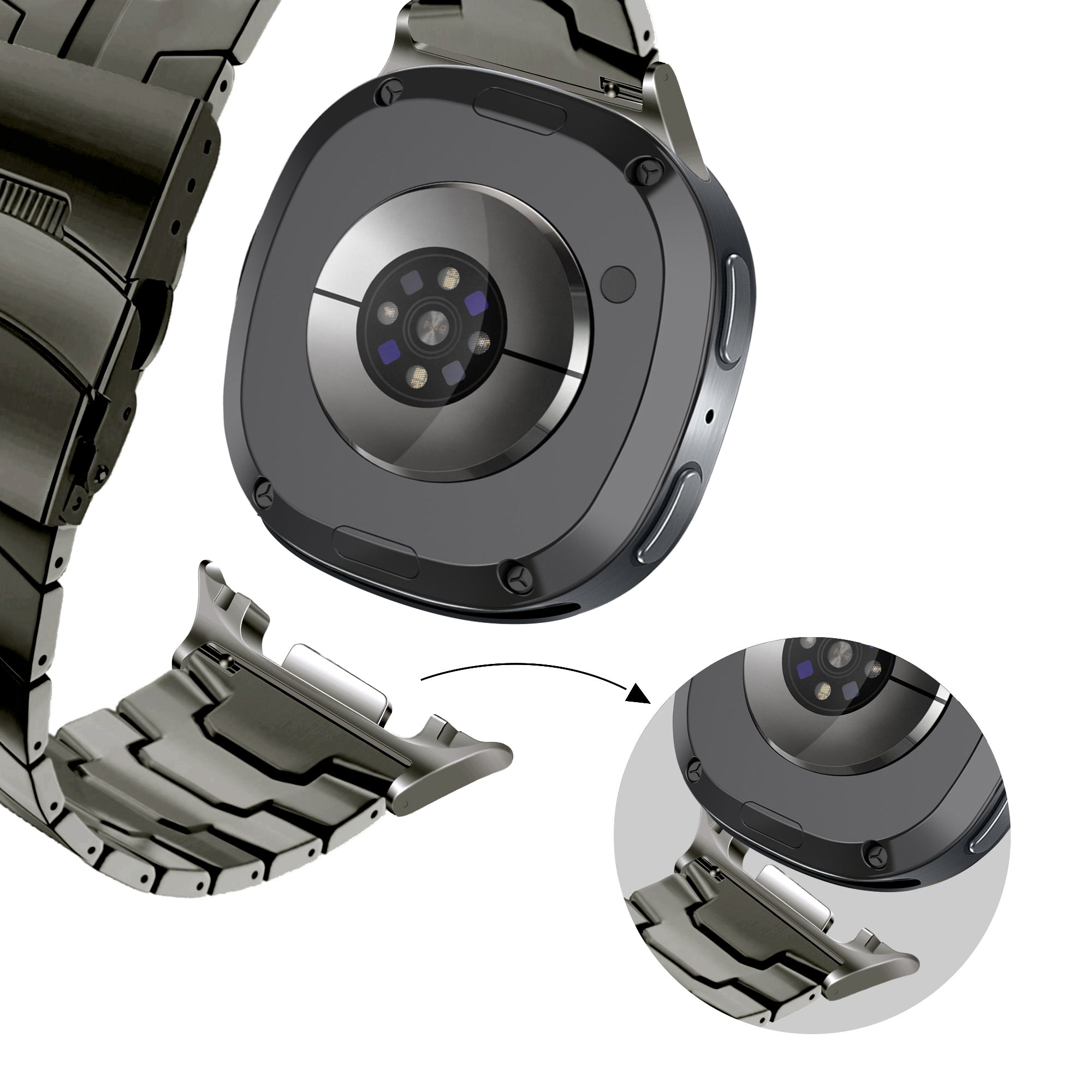 Bandz Samsung Galaxy Watch 8 Classic Steel Strap 'Iron' (Graphite)