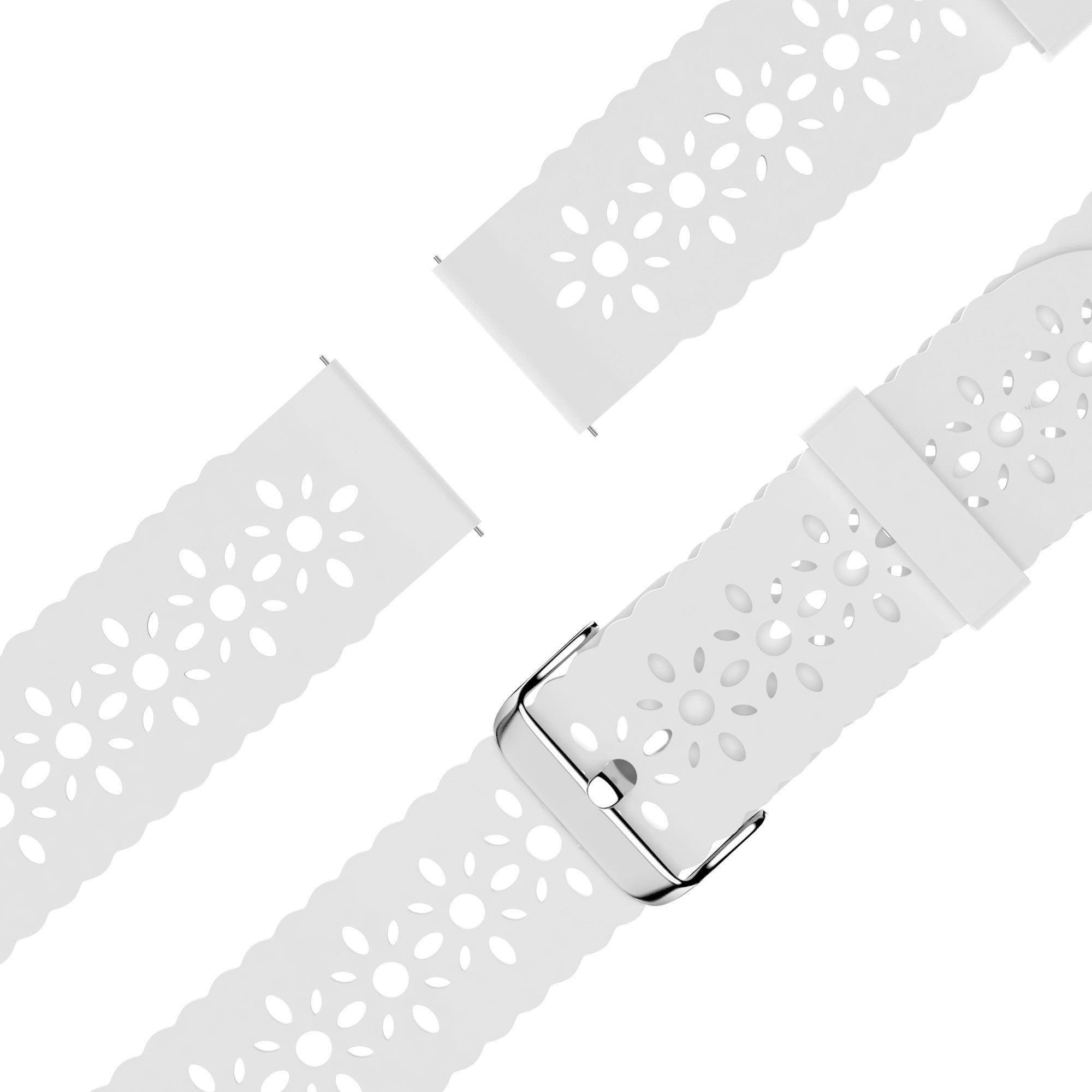 Bandz Amazfit Active 2 Silikonarmband mit Blumenmuster (Weiß)