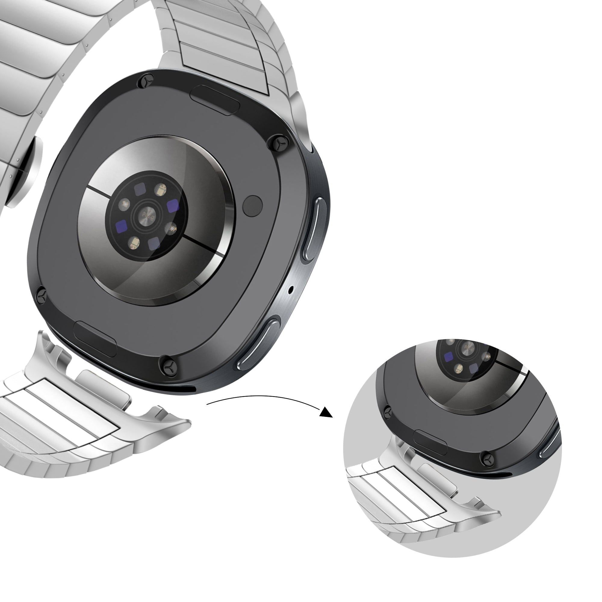 Bandz Samsung Galaxy Watch 8 - 44mm Stahlarmband 'One Bead' (Silber)