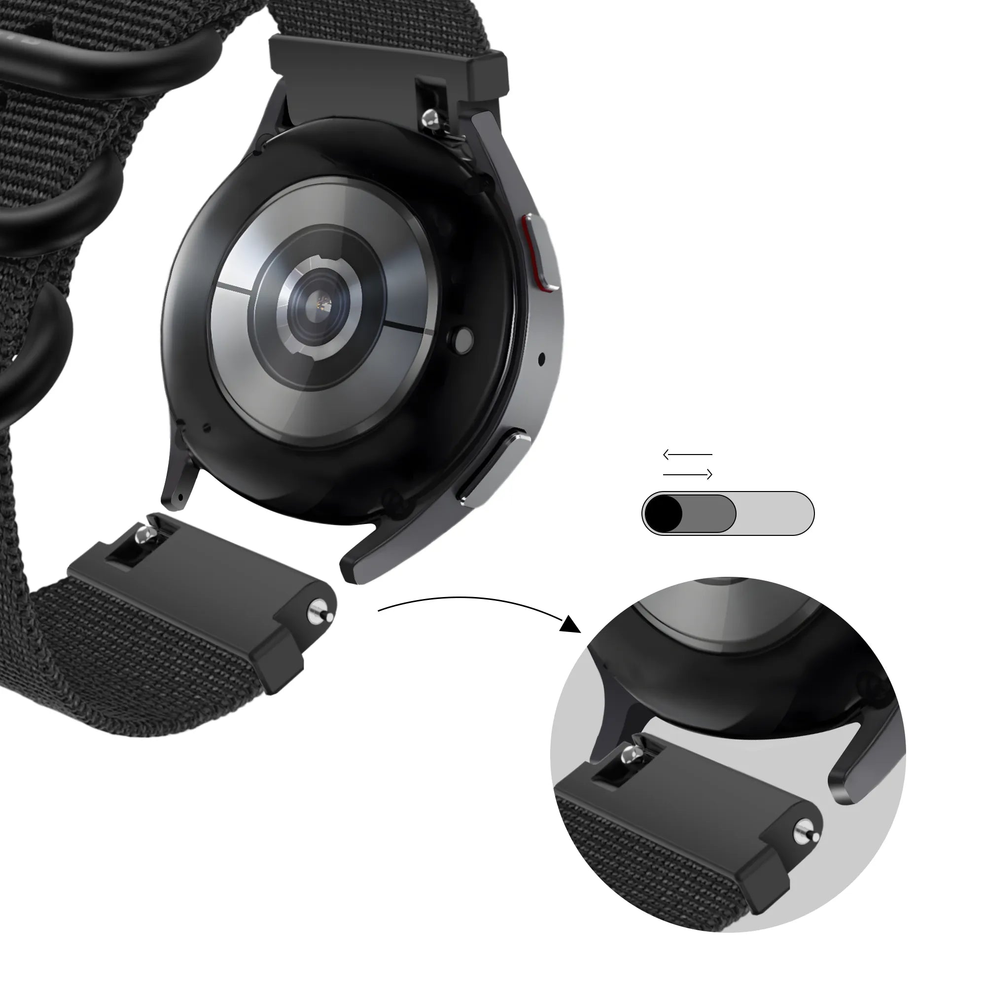 BALR Samsung Galaxy Watch Active Nylonarmband mit Schnalle (Schwarz)