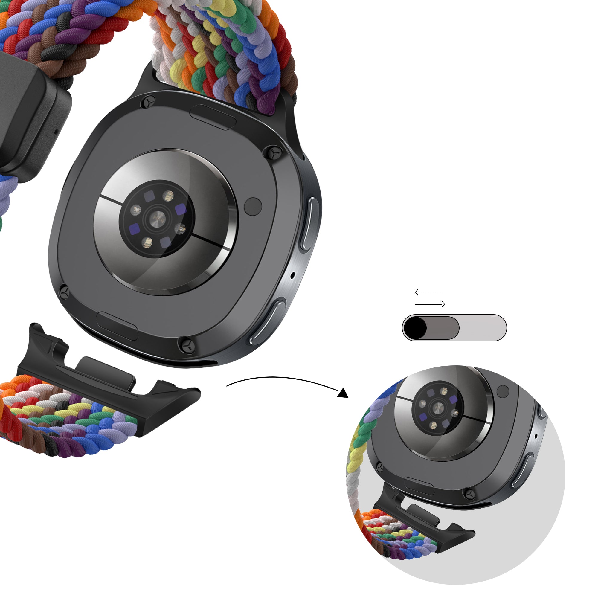 Bandz Samsung Galaxy Watch 8 Classic Magnetisches Geflochtenes Armband (Farbenfroh)