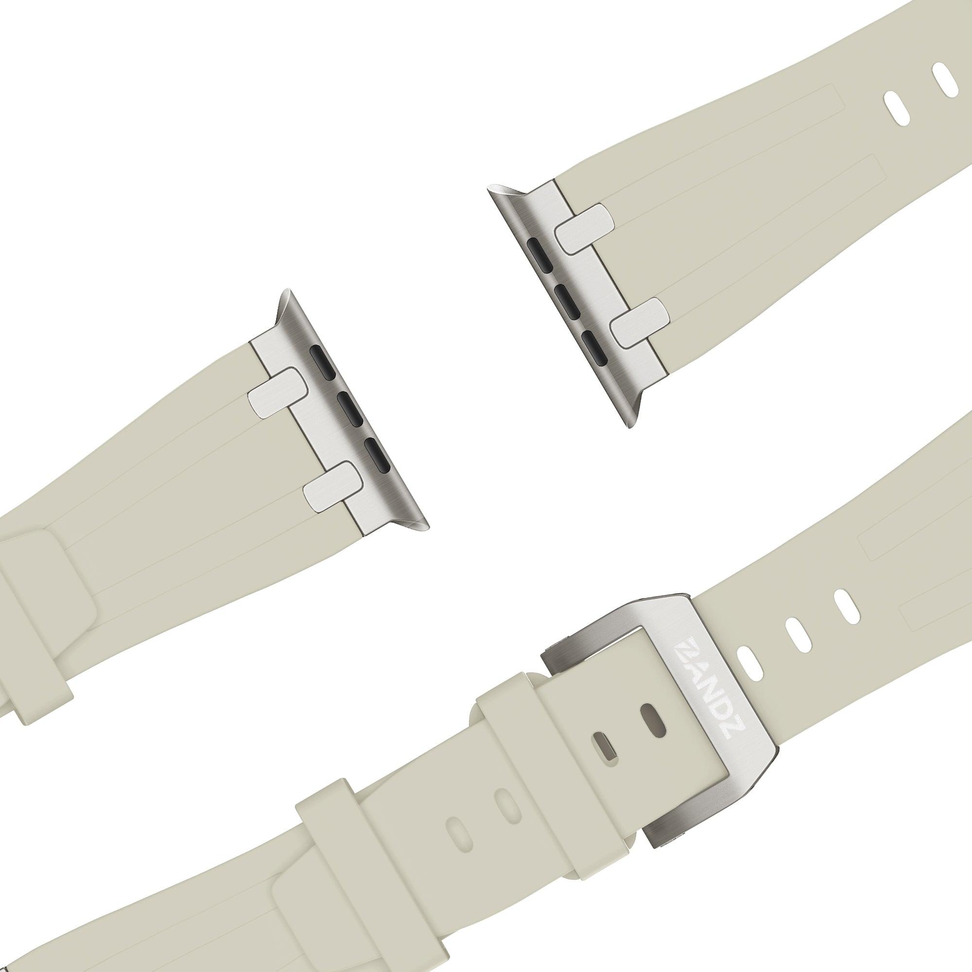 Bandz Apple Watch Silikonarmband 'Luxe Liquid' (Beige mit Titan)