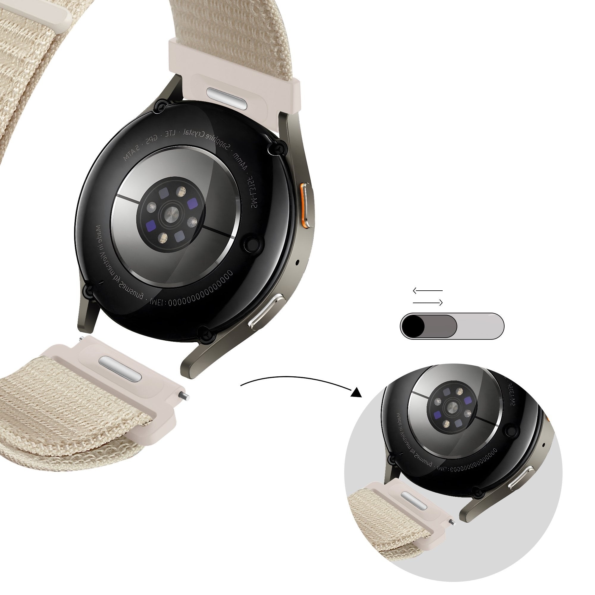 Bandz Whitings ScanWatch Hell Nylonarmband 'Easy Fit' (Polarstern)