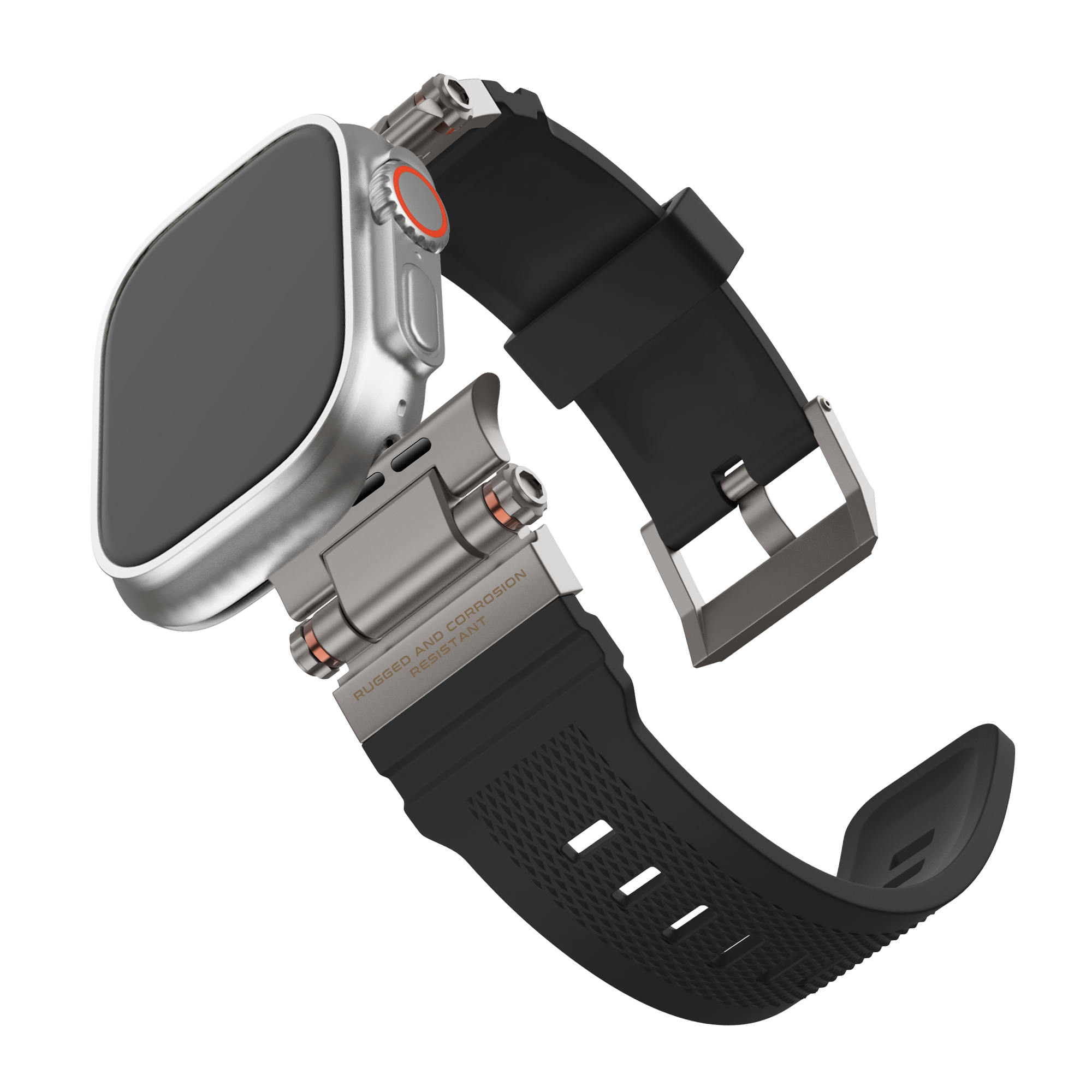 Bandz Apple Watch Silicone Strap 'Explorer' (Black with Titanium)