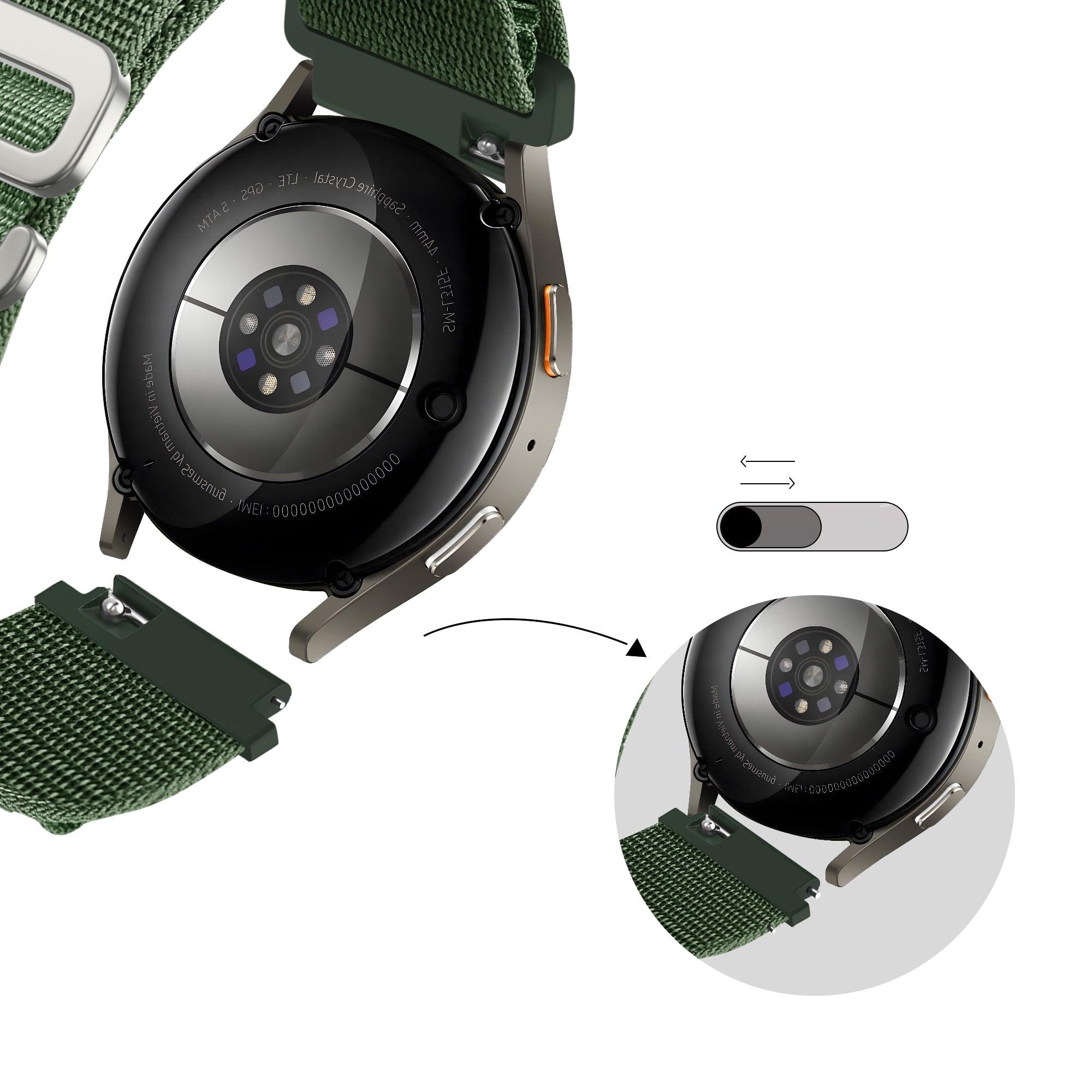 Bandz Amazfit Bip 3 (Pro) Alpine Nylonarmband (Armeegrün)