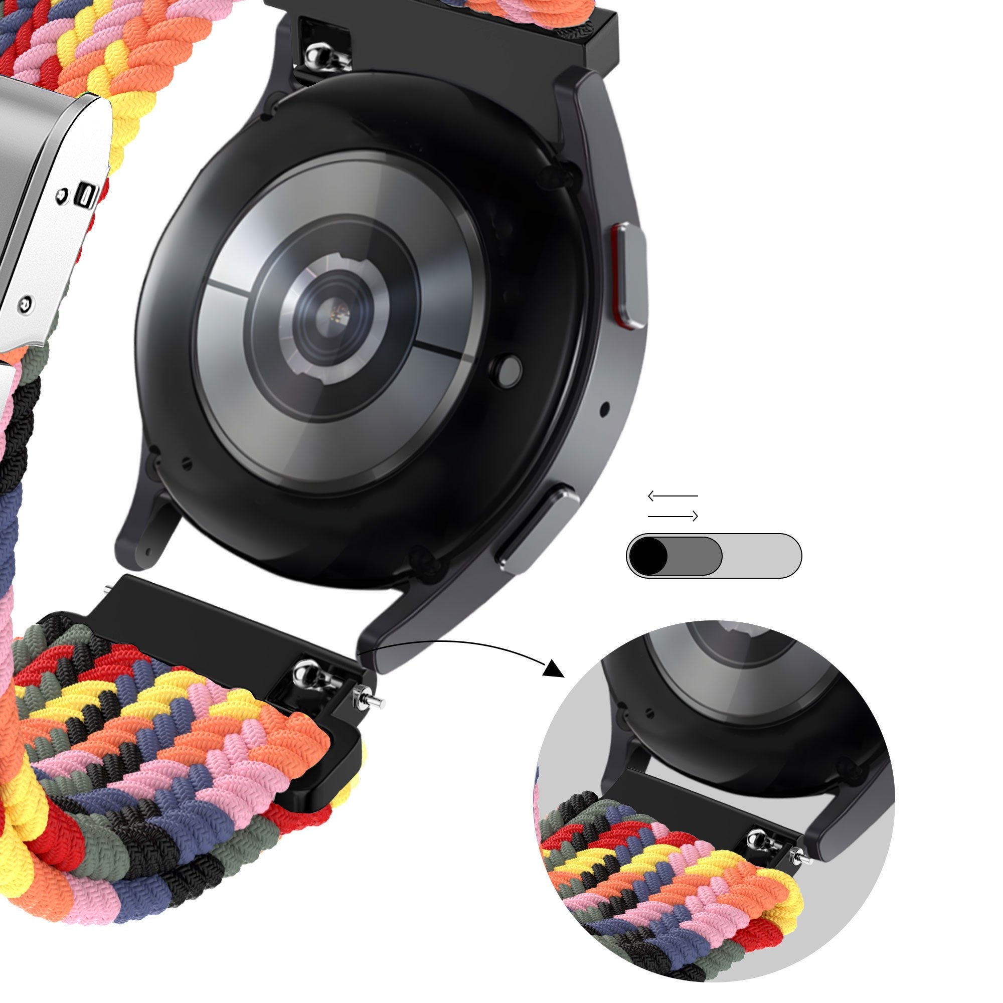 Bandz Garmin Forerunner 165 Gewebtes Nylonarmband (Farbenfroh)