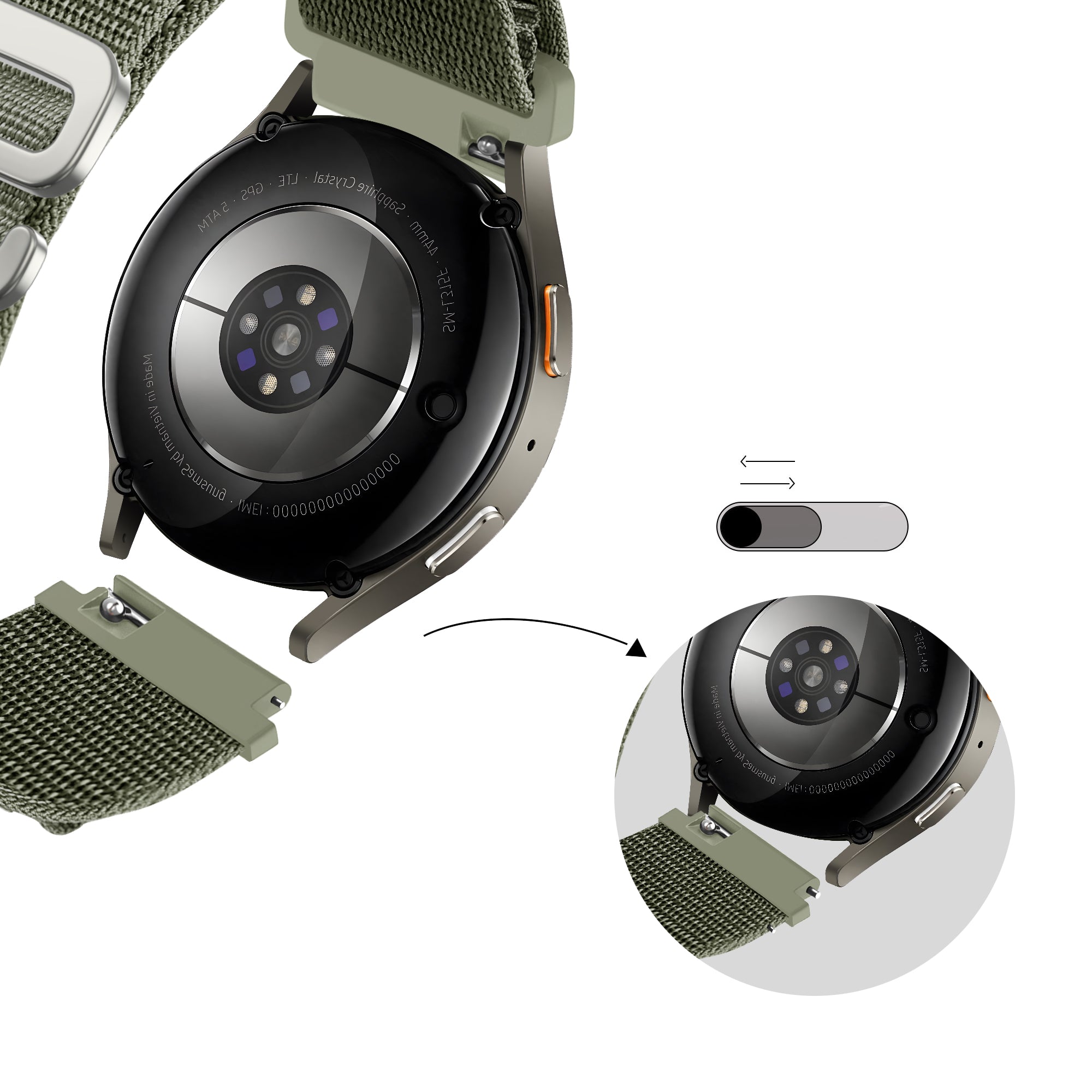 Bandz Samsung Galaxy Watch Active Alpine Nylon Strap (Olive)
