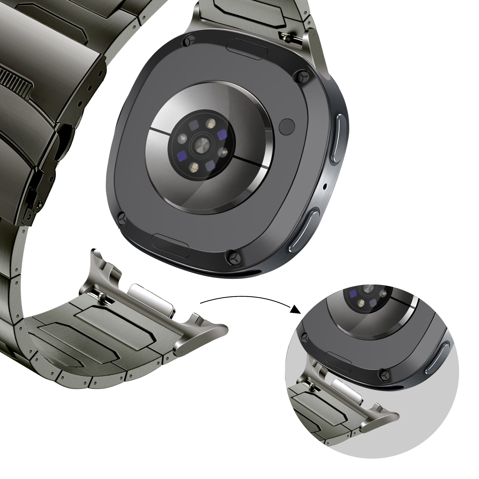 Bandz Samsung Galaxy Watch 8 - 40mm Titan-Armband 'Deluxe' (Graphite)