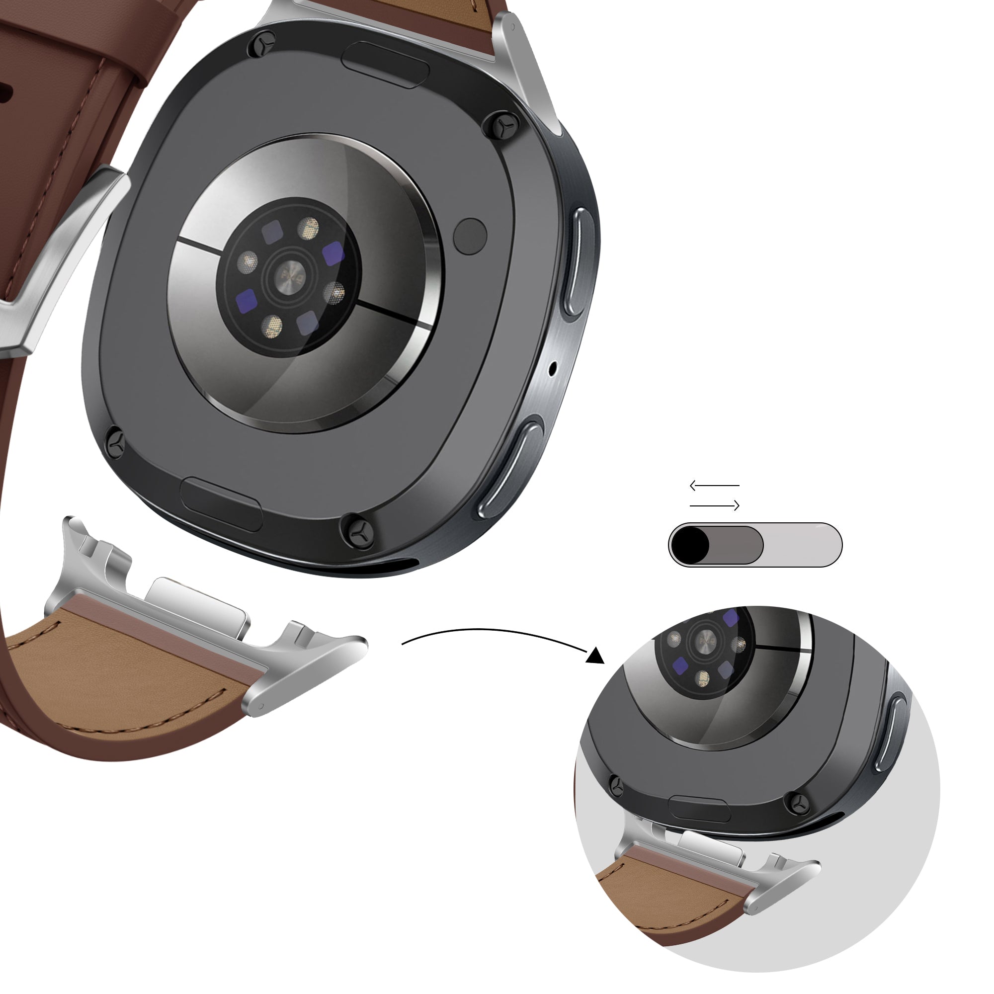 Bandz Samsung Galaxy Watch 8 Classic Lederarmband 'Classic' (Braun)