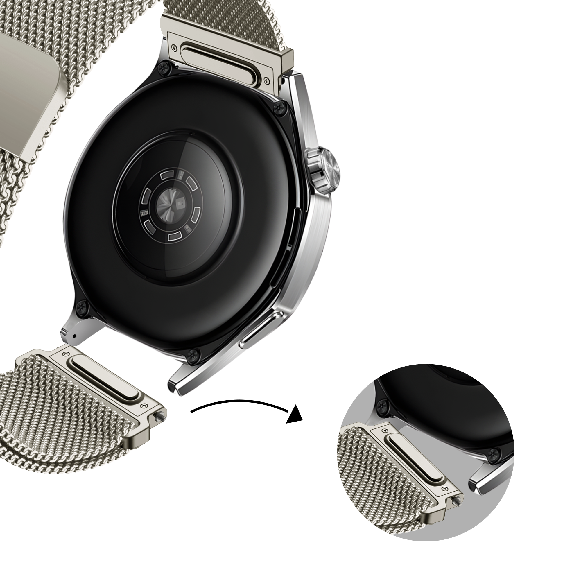 Bandz Huawei Watch GT 3 Pro 43mm Milanese Strap 'Easy fit' (Starlight)