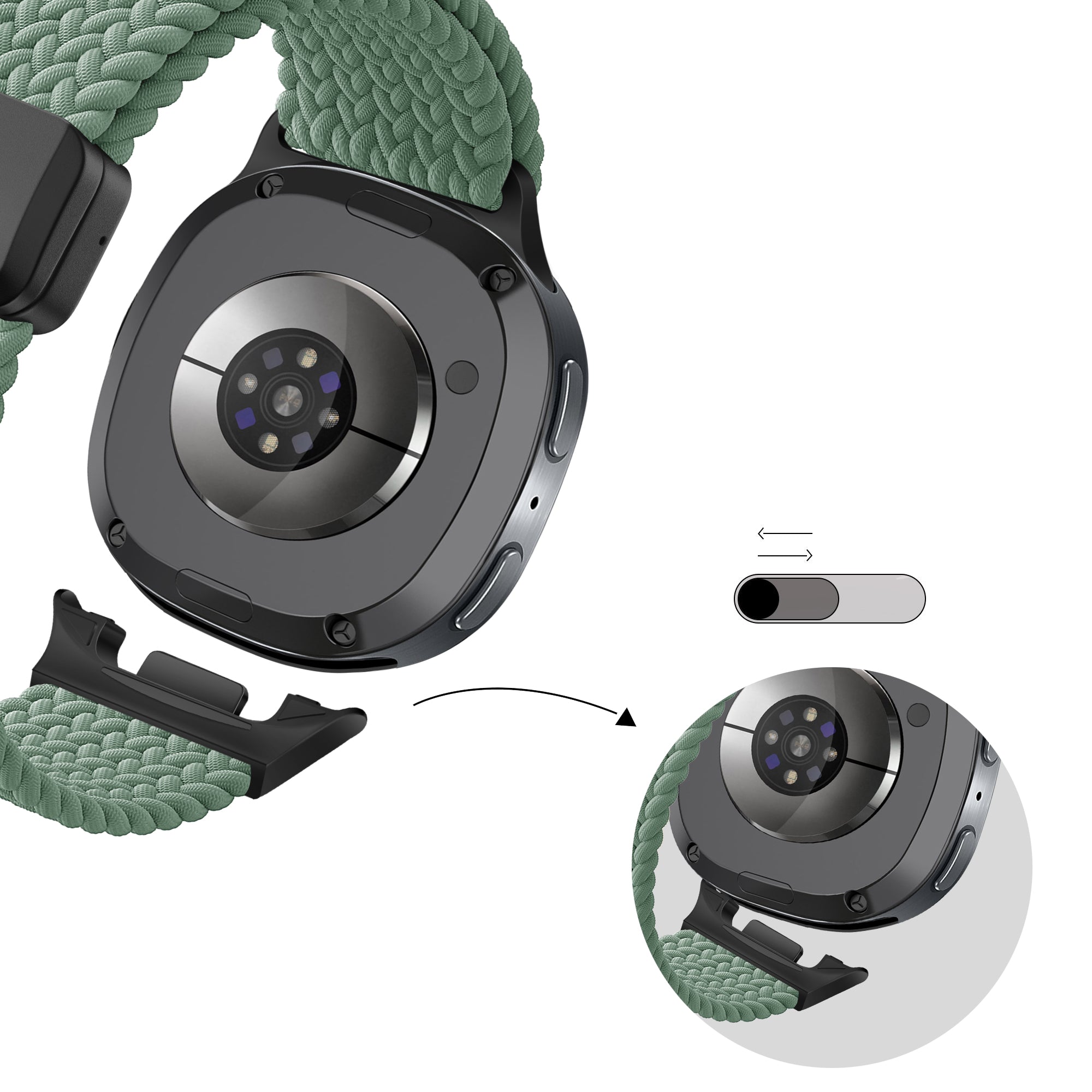 Bandz Samsung Galaxy Watch 8 - 40mm Magnetisch Geflochtenes Armband (Viridiangrün)