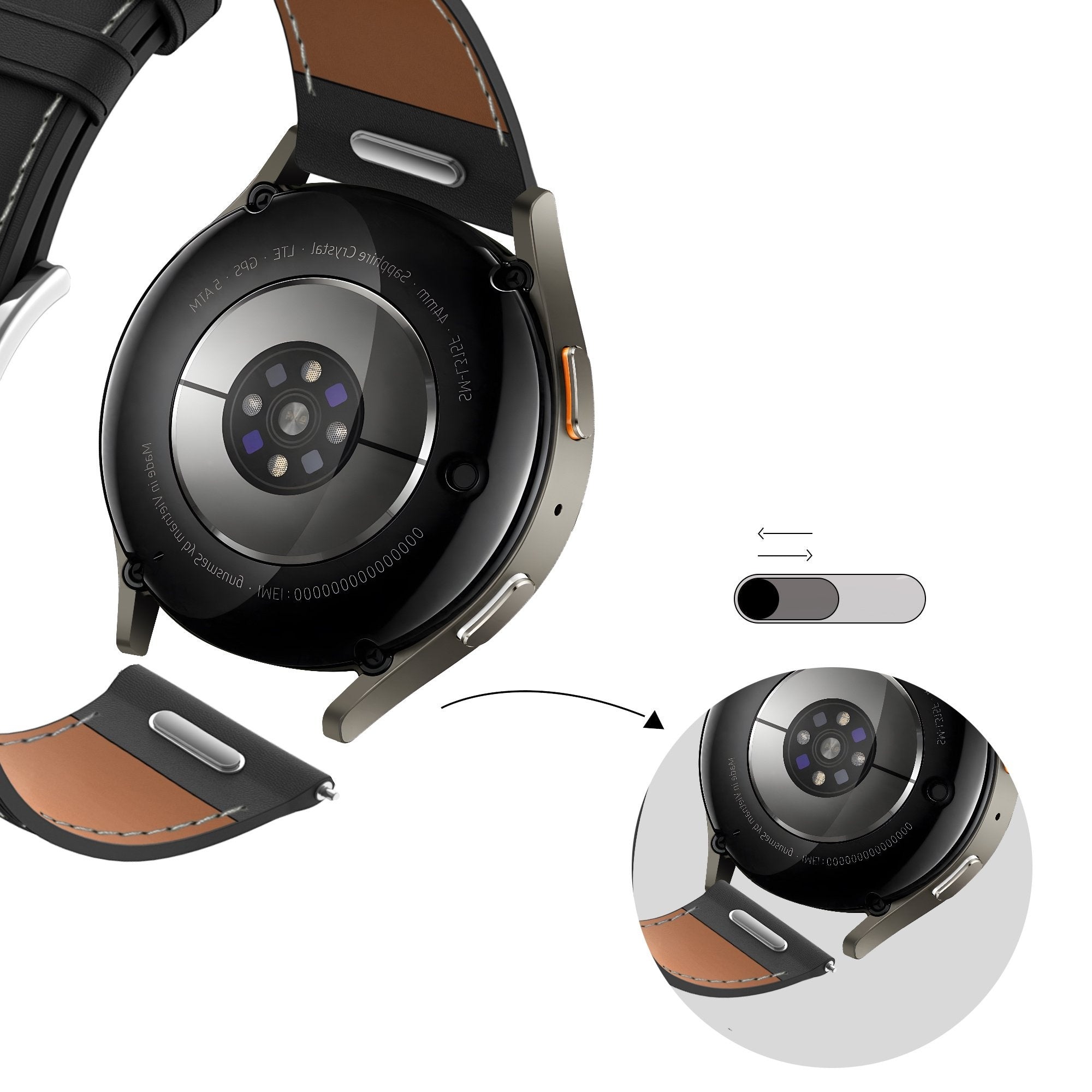 Bandz Samsung Galaxy Watch Active Lederarmband 'Easy Fit' (Schwarz)