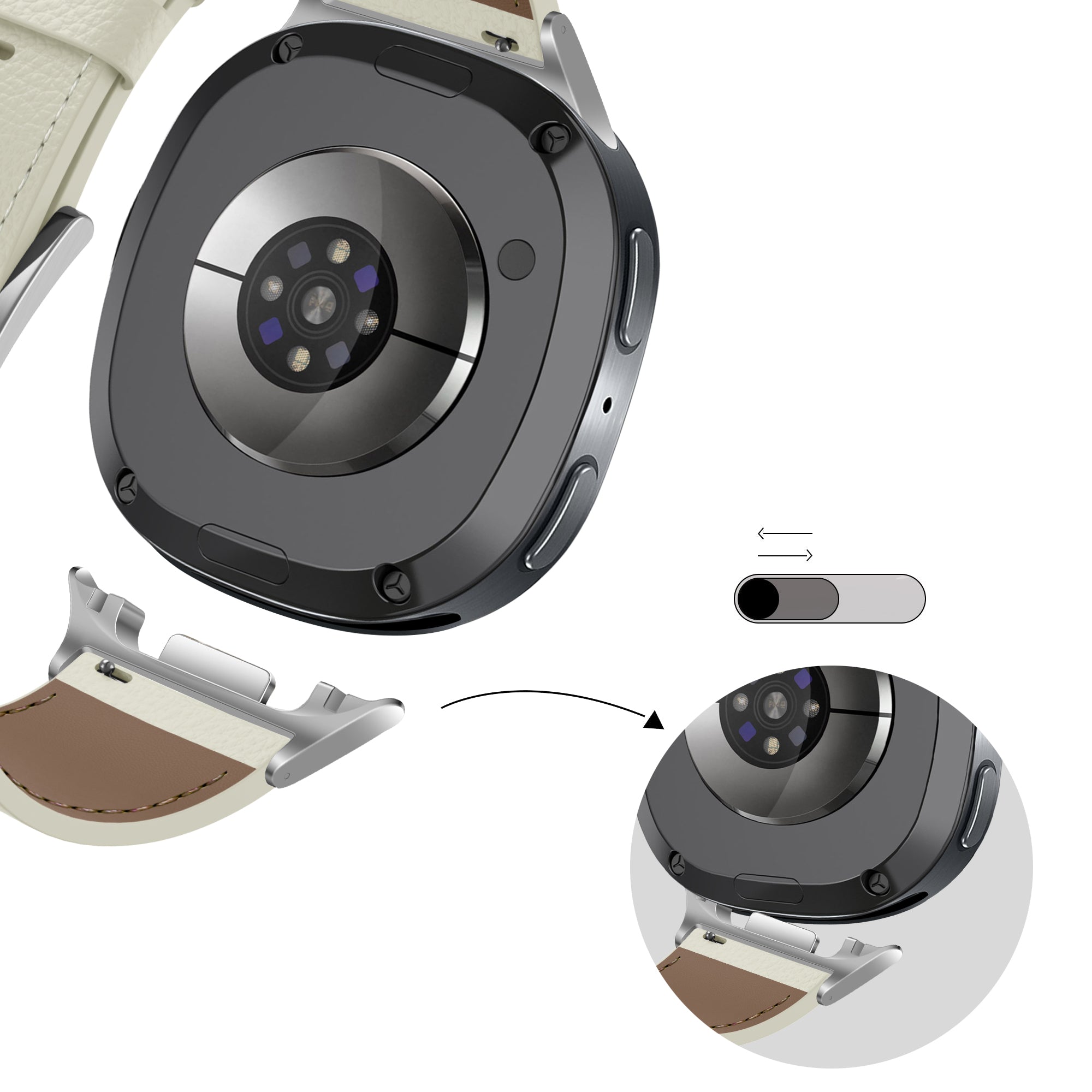 Bandz Samsung Galaxy Watch 8 - 40mm Leather Strap 'Deluxe' (Light Beige)