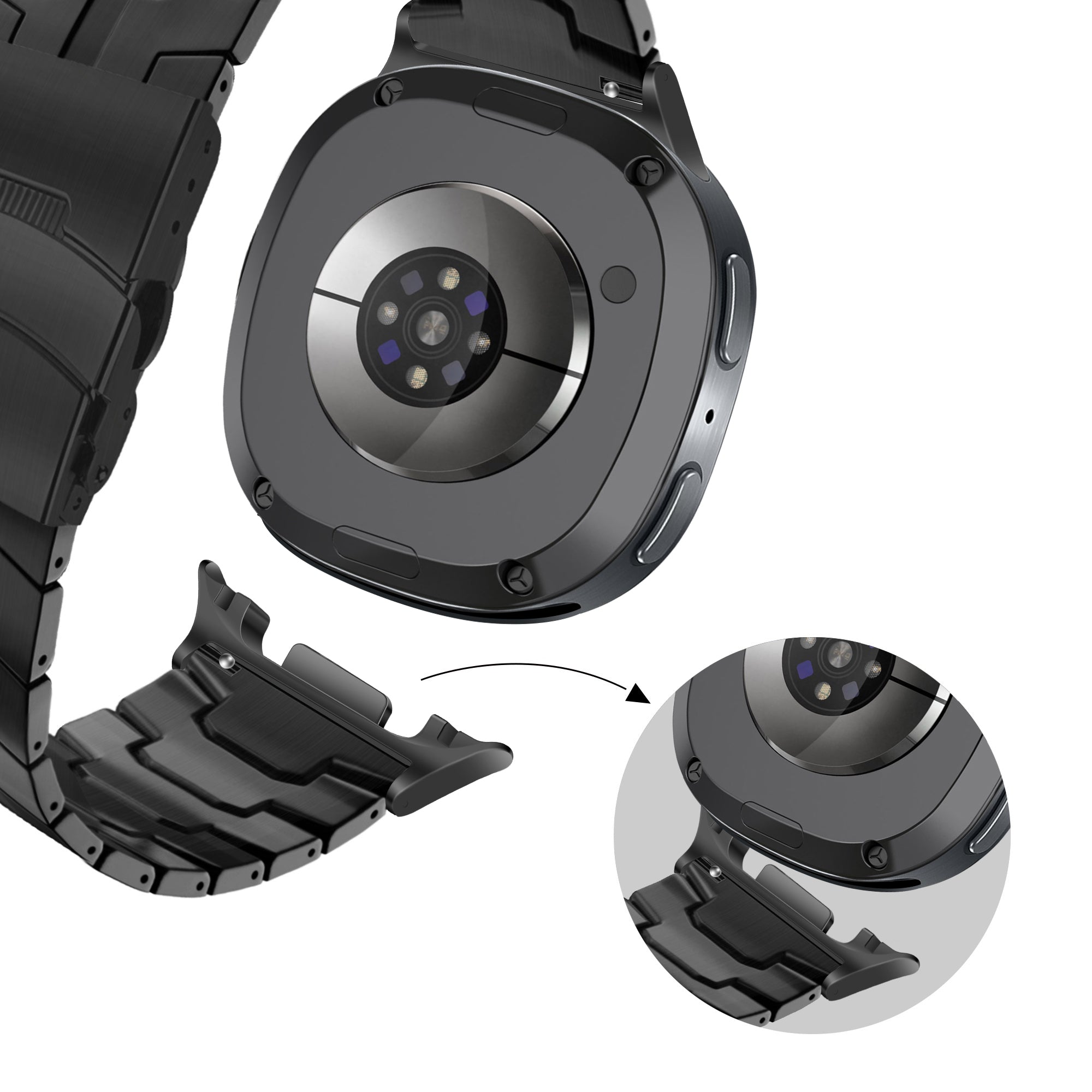 Bandz Samsung Galaxy Watch 8 - 44mm Titanium Strap 'Iron' (Black)