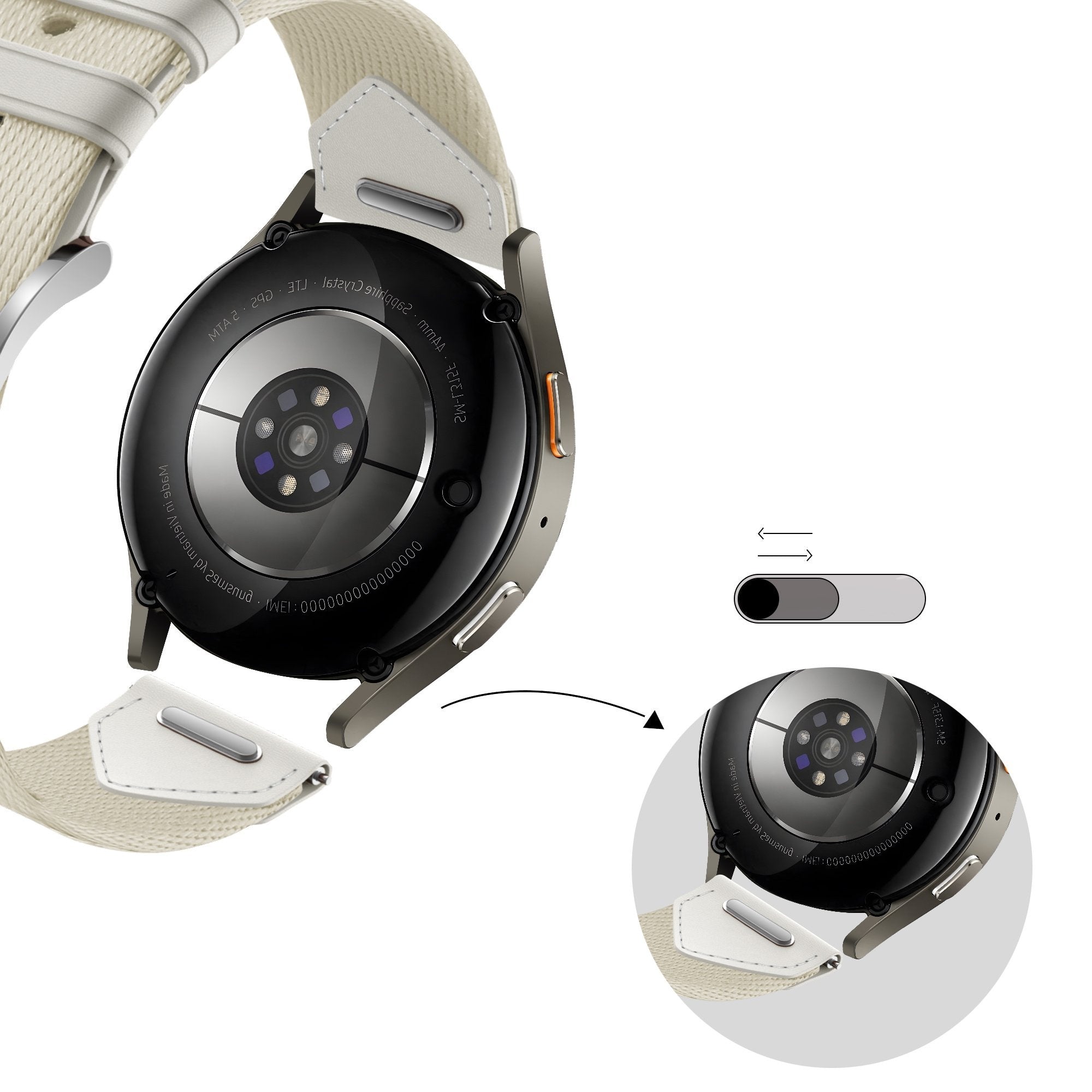 Bandz Whitings ScanWatch 2 - 38mm Hybrid Lederarmband 'Easy Fit' (Polarstern)