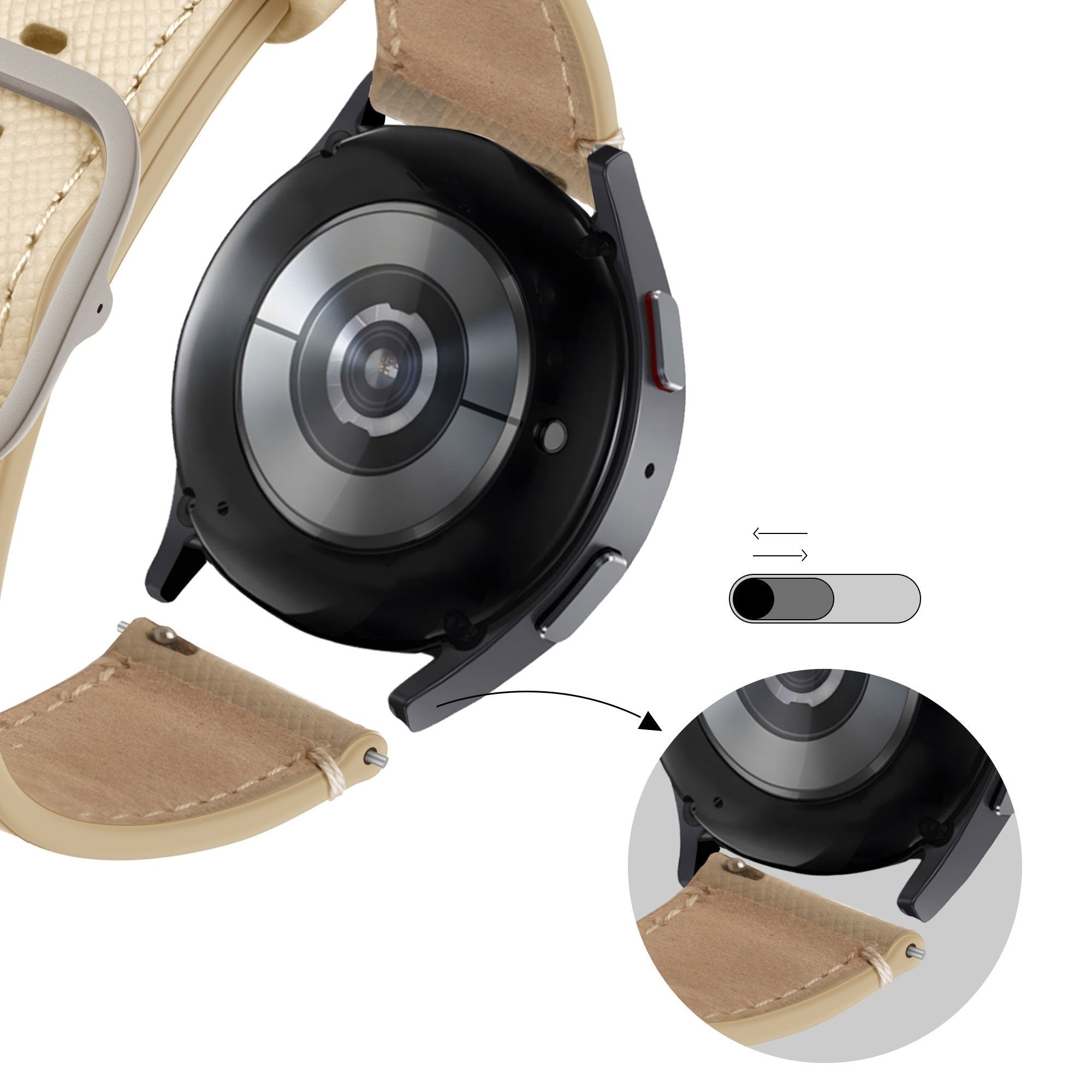 Bandz Amazfit Balance 2 Lederarmband 'Deluxe' (Khaki)