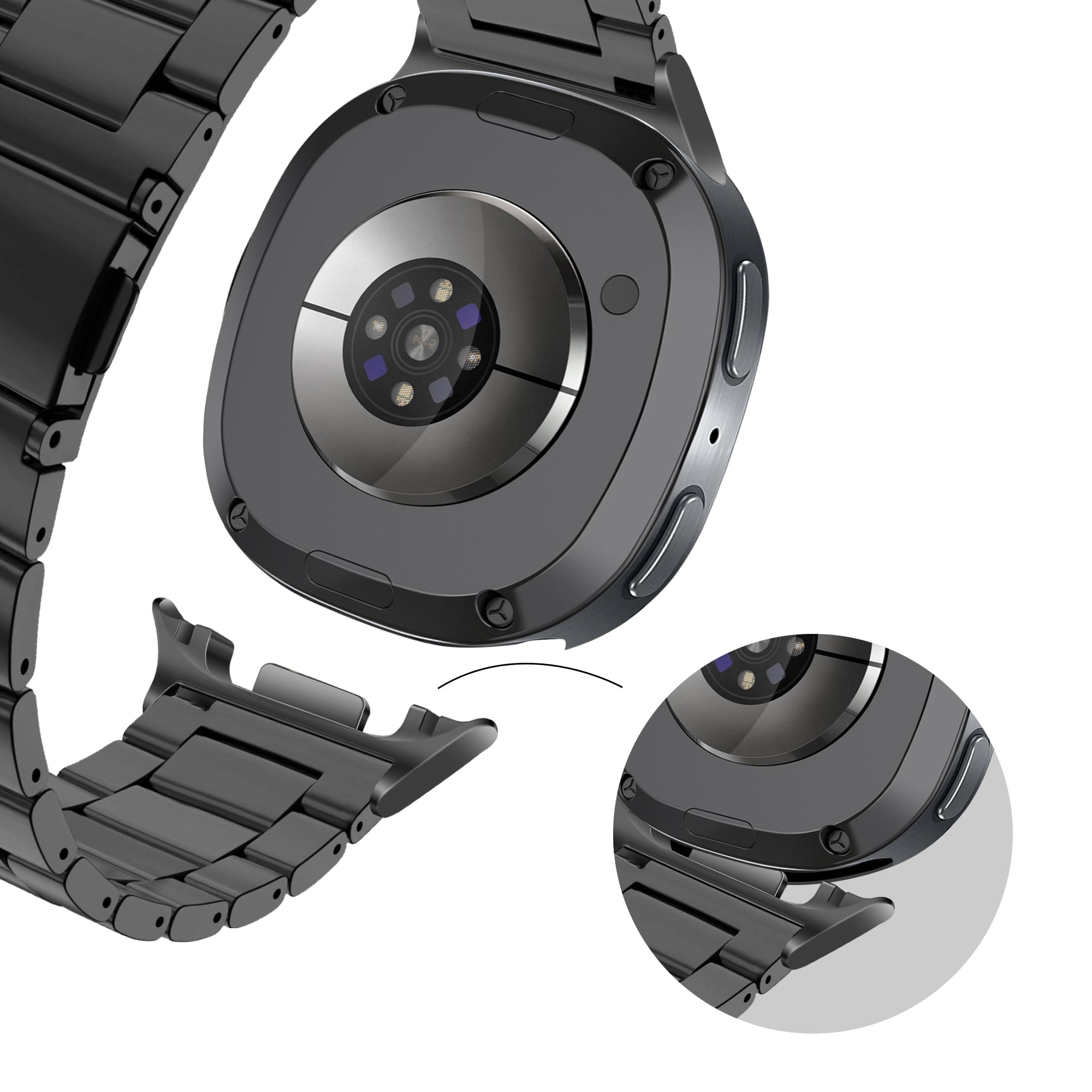 Bandz Samsung Galaxy Watch 8 - 44mm Stahlarmband 'Classic' (Schwarz)