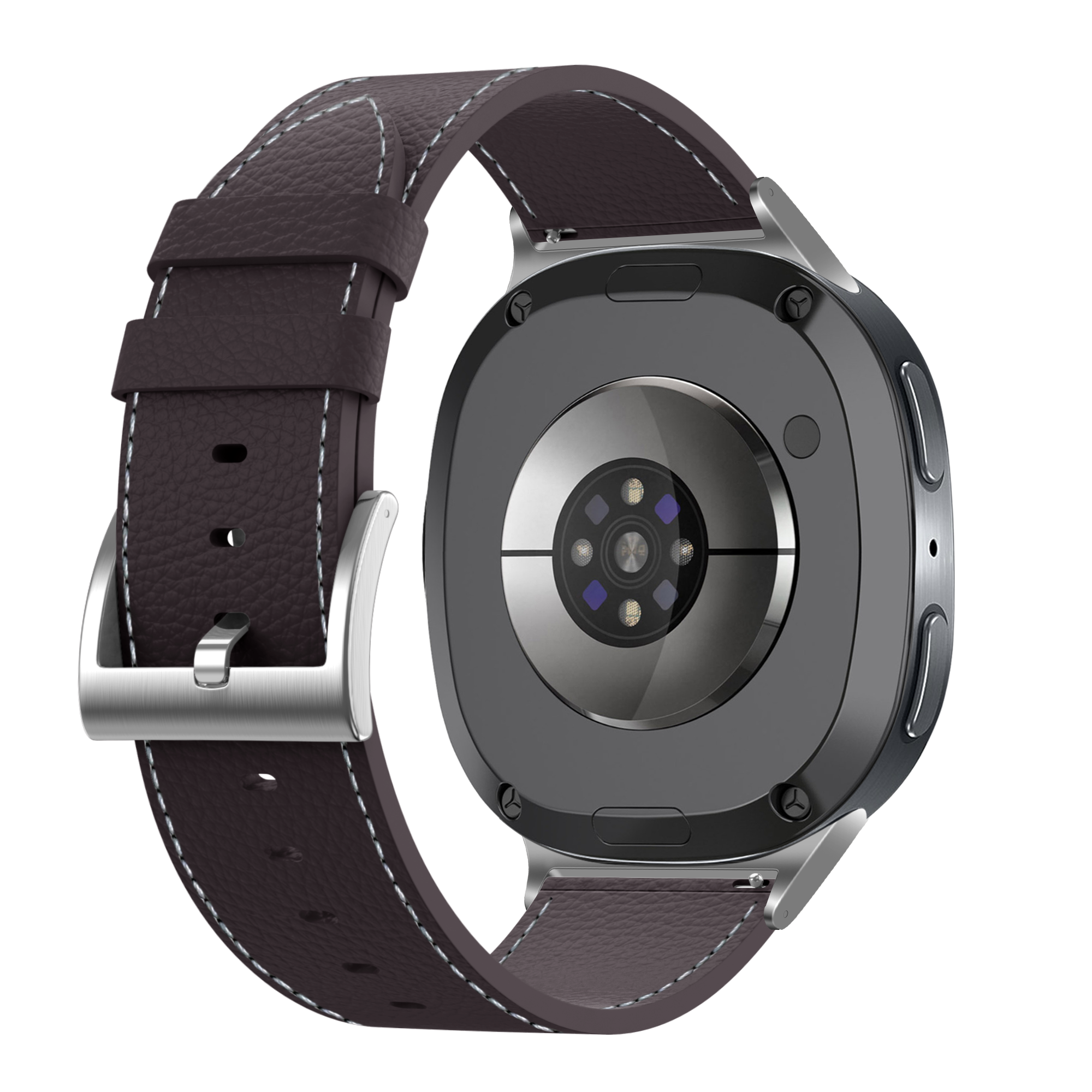 Samsung Galaxy Watch 8 - 44mm Gebürstetes Lederarmband (Kaffee Braun)