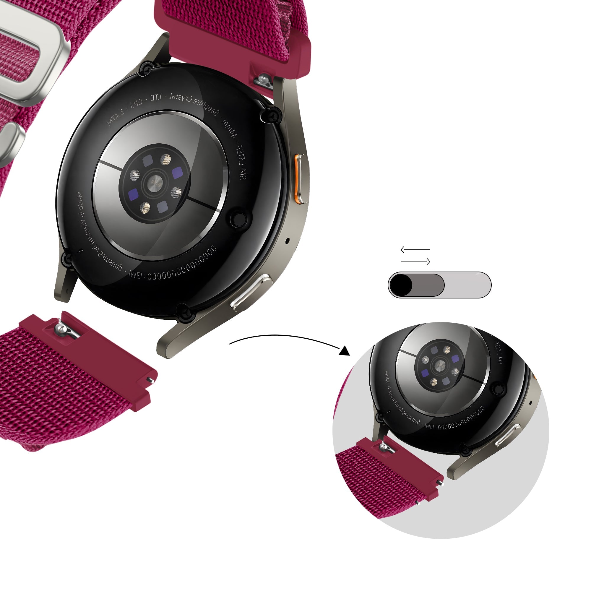 Bandz Samsung Galaxy Watch Active Alpine Nylon Strap (Rose-Red)