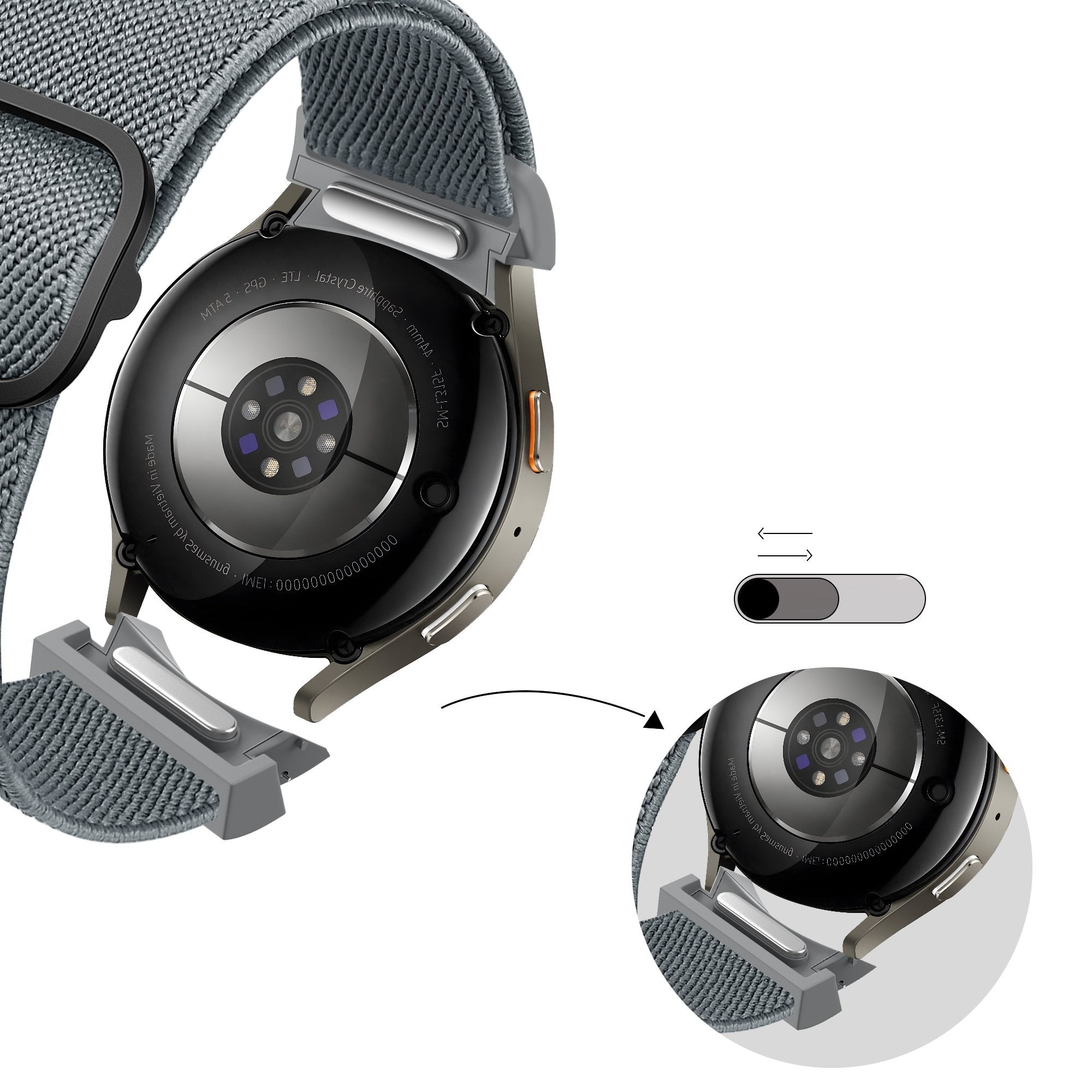 Bandz Samsung Galaxy Watch 6 Classic - 47mm Elastisches Armband 'Easy Fit' (Grau/Blau)