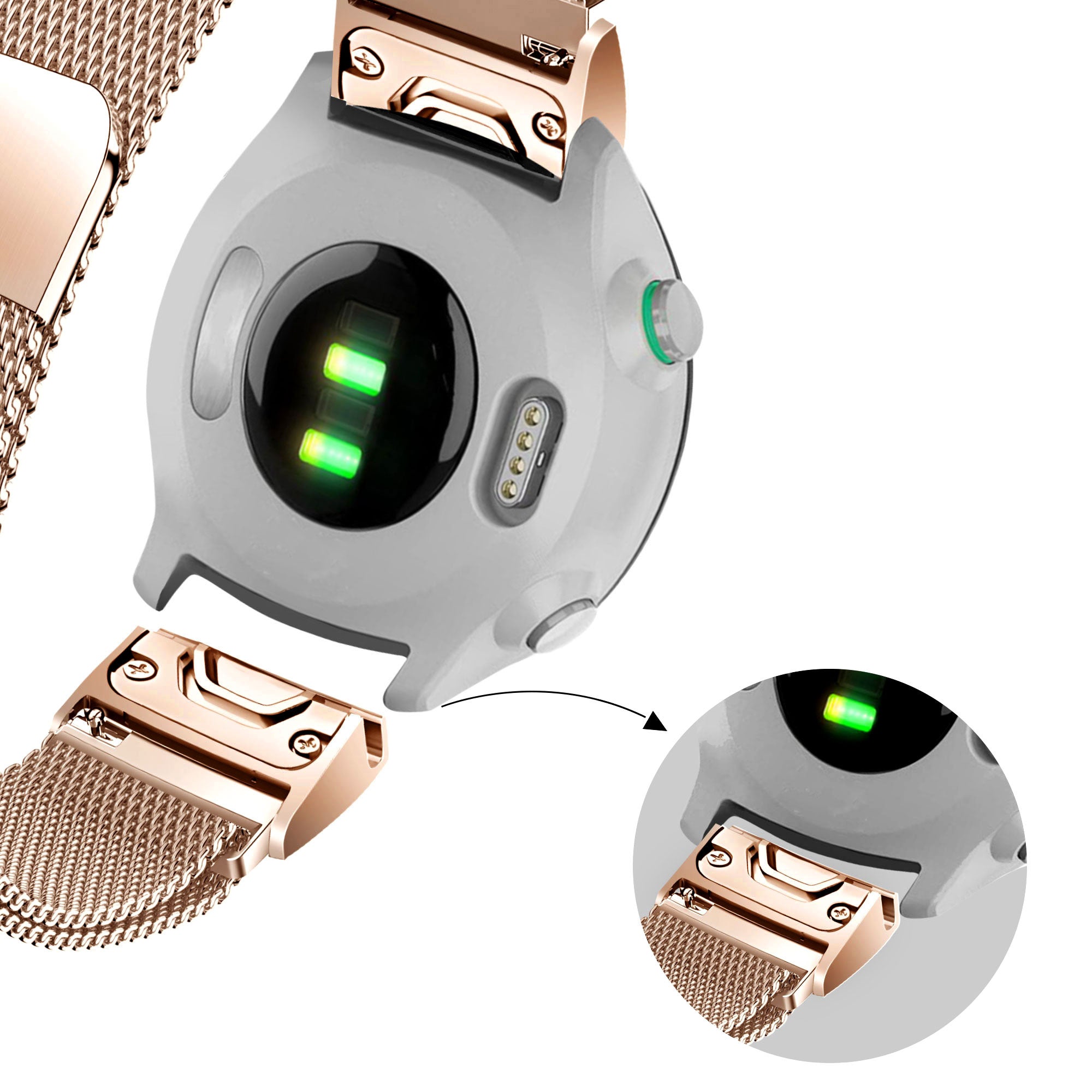 Bandz Garmin Approach S70 - 42mm Milanese Loop-Armband (Roségold)